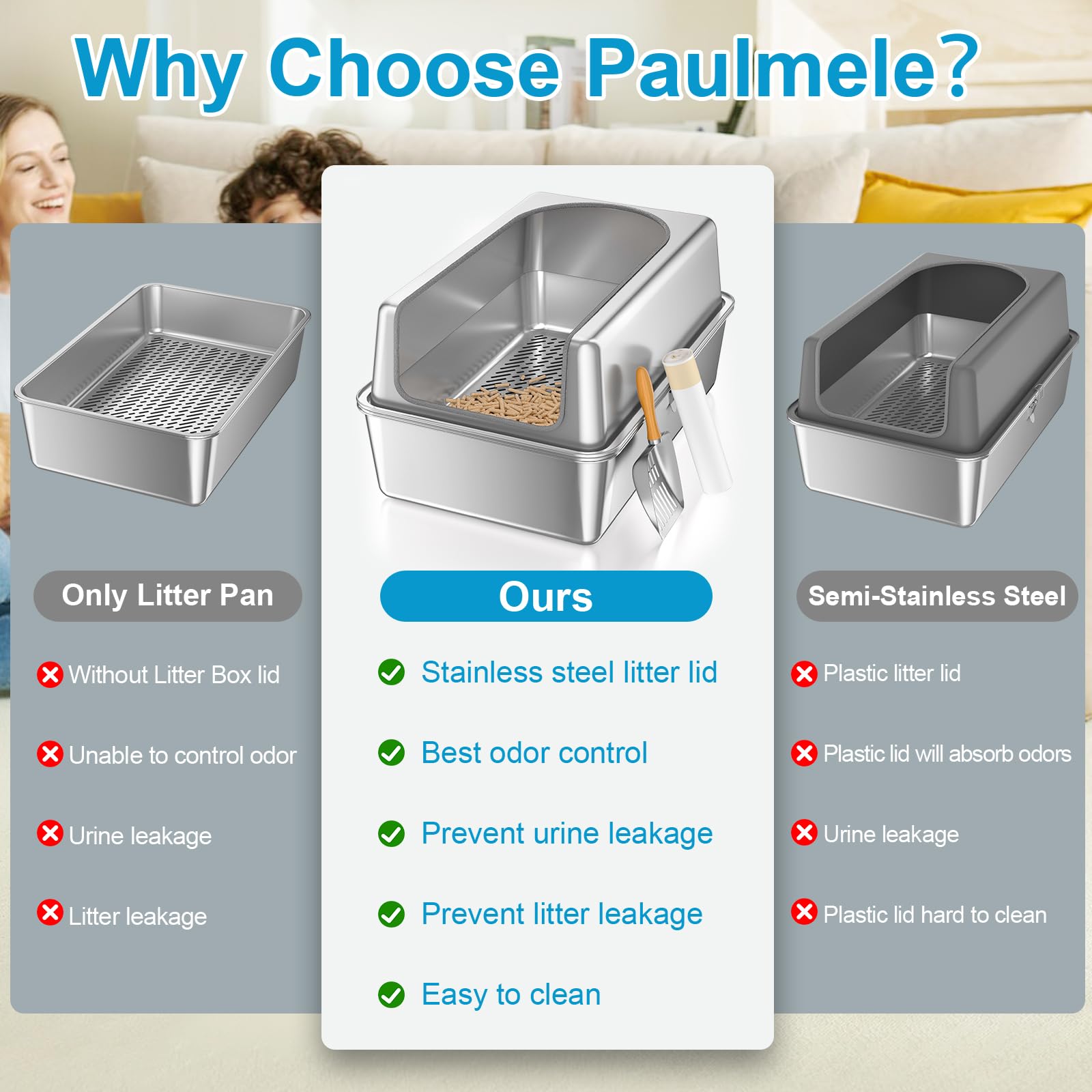 Paulmele interior con sistema de cribado, destaca perforaciones para gránulos de pino.