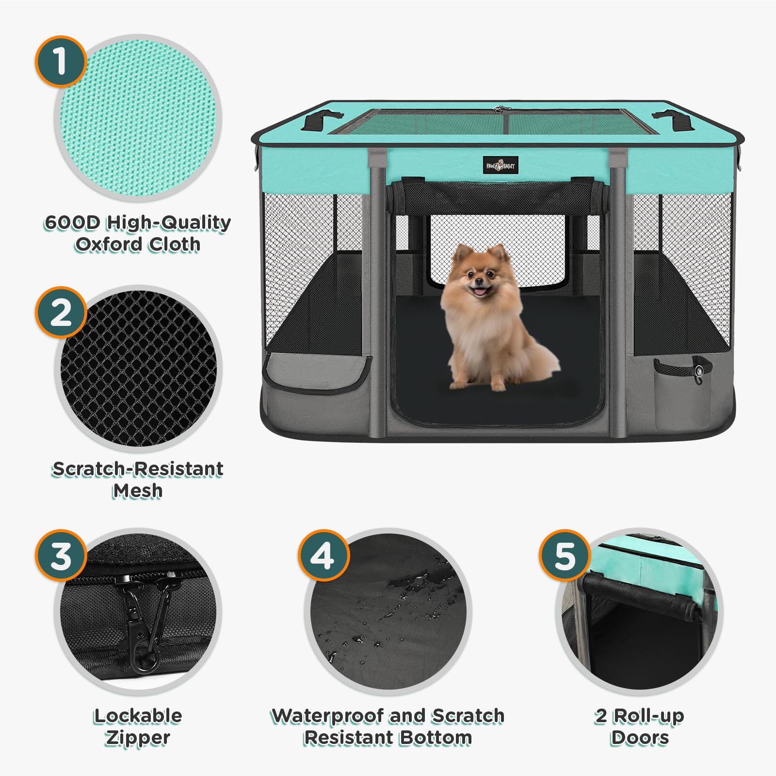 Cobertura retráctil Paw Ballet que ofrece sombra ajustable para exterior.