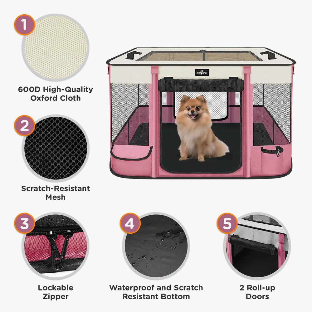 PAW BALLET dos-puertas-playpen facilita el acceso al animal desde ambos lados.
