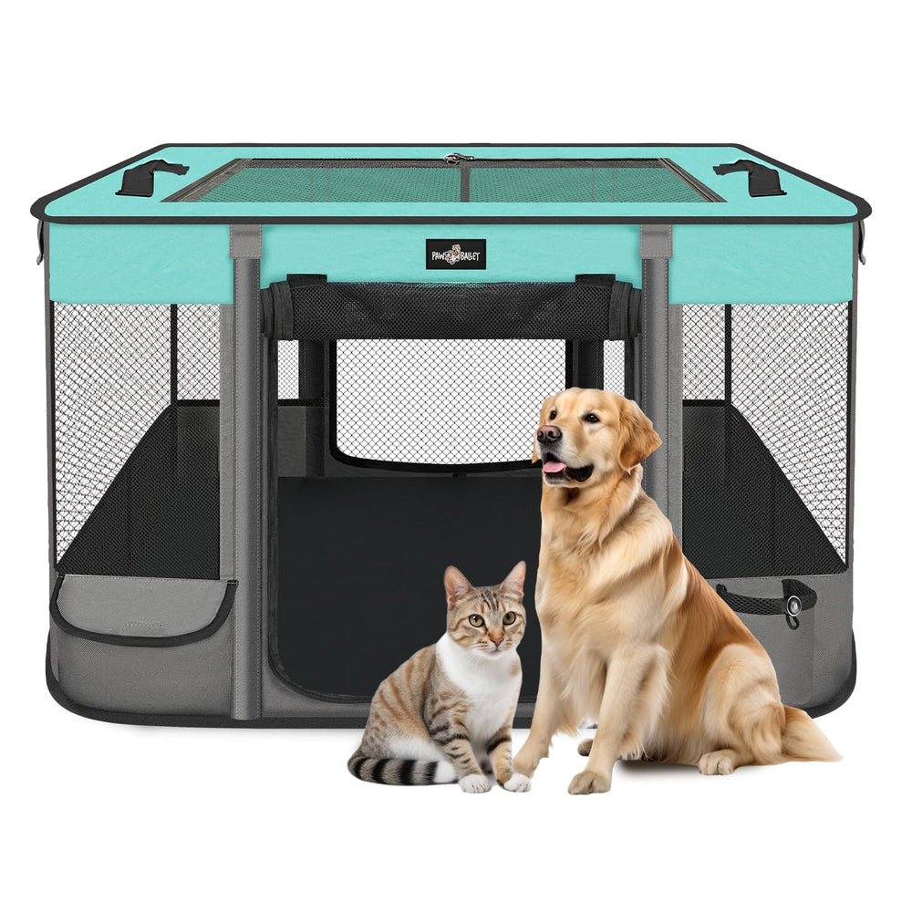 Paw Ballet jaula plegable para gatos y perros, diseño espacioso para interior o exterior.