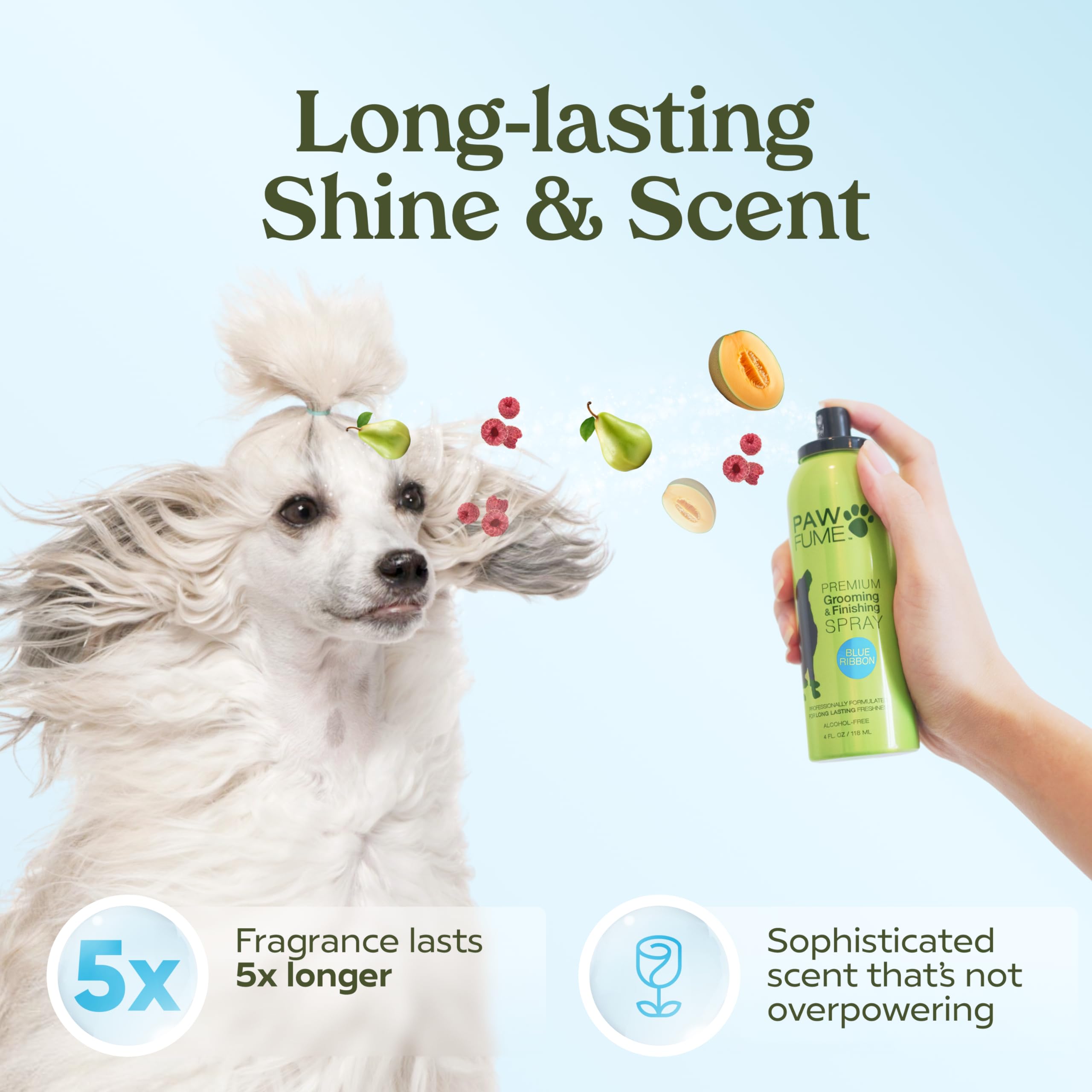 PAWFUME hidratante para pelo de perro, deja pelaje suave y nutrido.