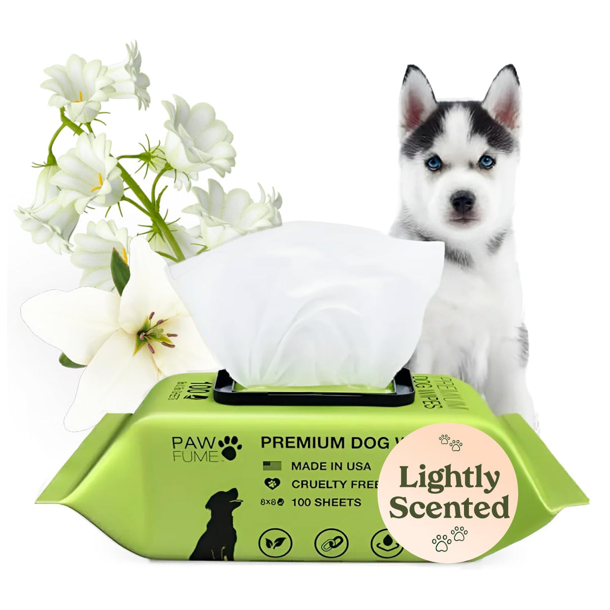 Paw Fume: toallitas para ojos de perro con humectación duradera.