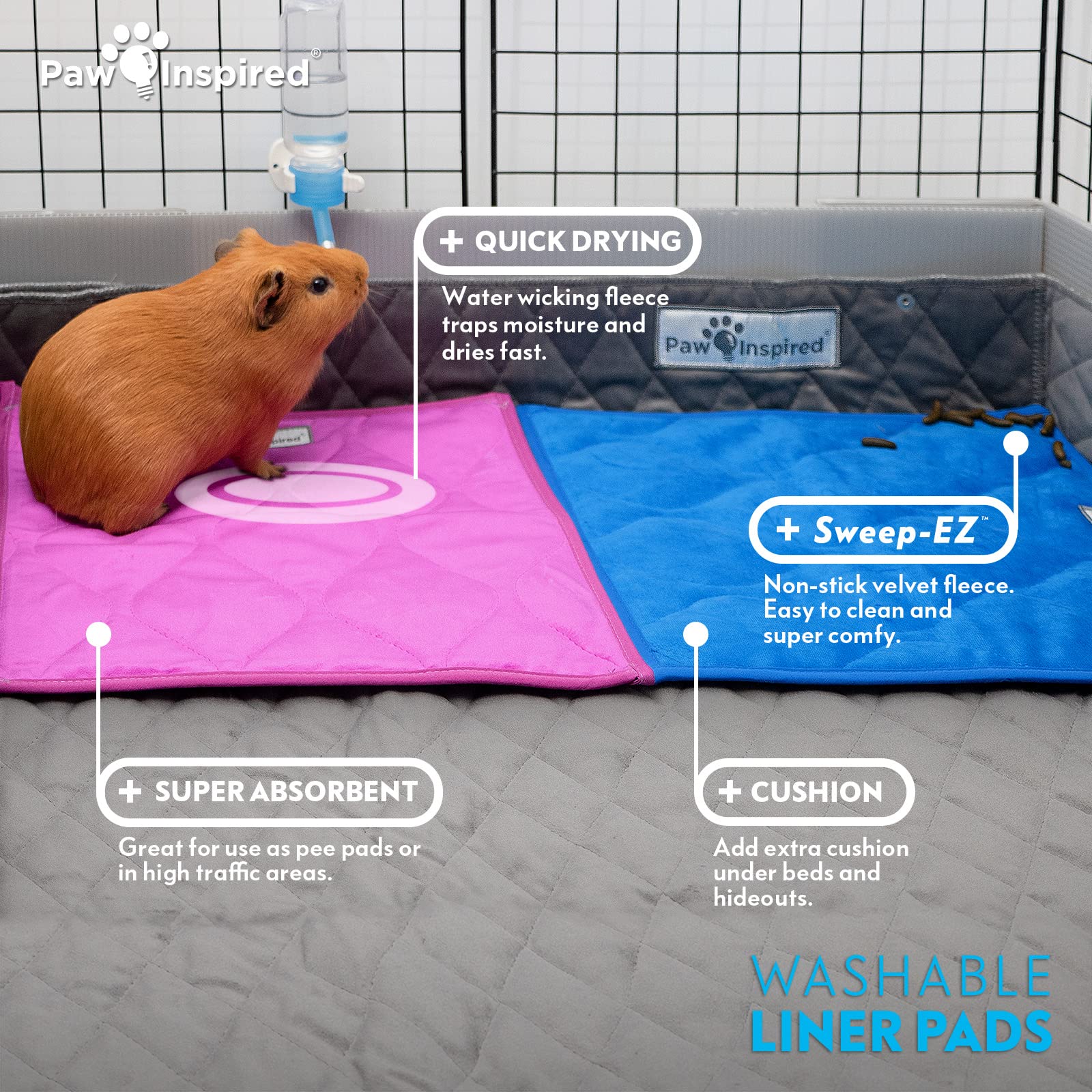 Paw Inspired: base impermeable para jaula rosa, evita filtraciones y mantiene seca la zona.