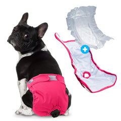 Paw Inspired tirantes para pañales, vista lateral, ajuste seguro para perros.