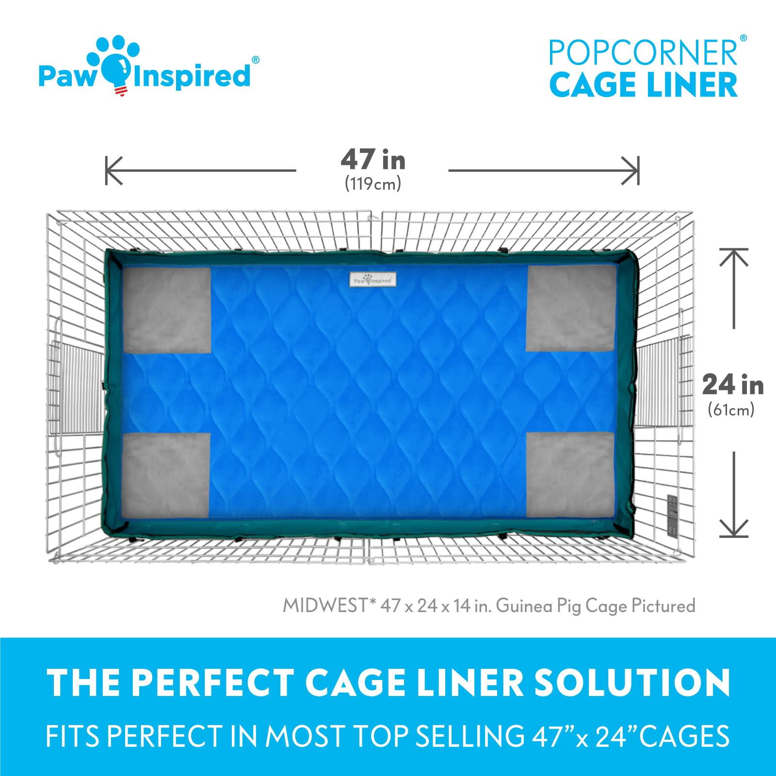 Paw Inspired PopCorner capa impermeable trasera mantiene secos al animal y evita fugas.