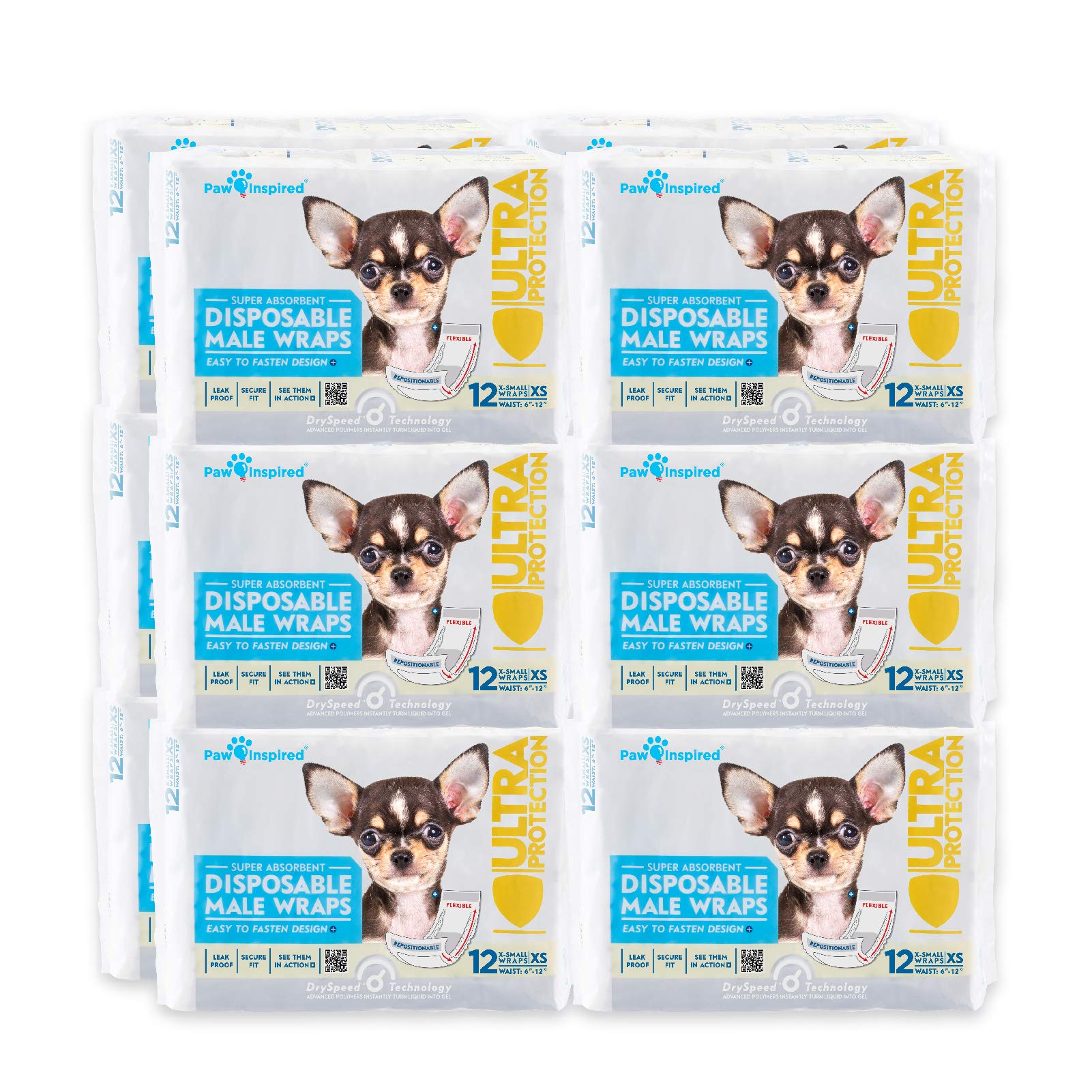 Paw Inspired wrap desechable para perro macho con empaque compacto y práctico