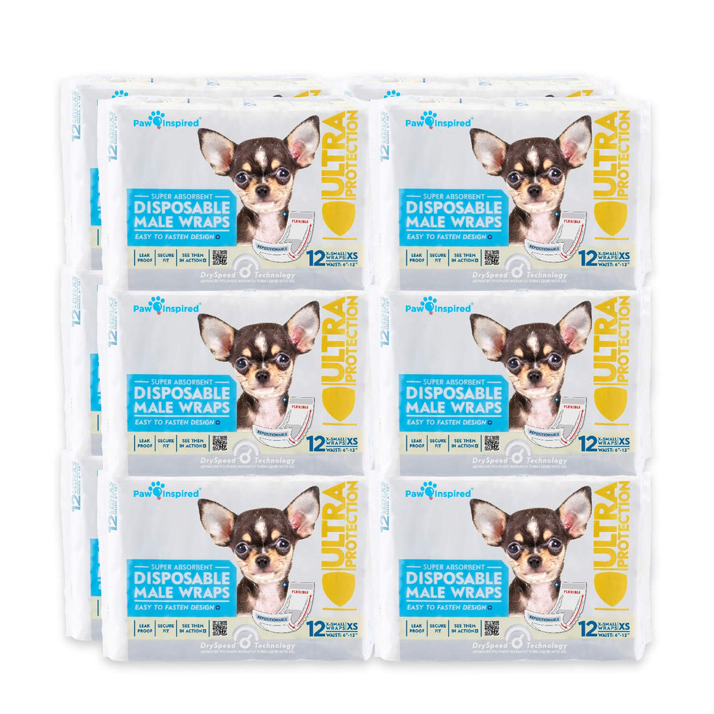Paw Inspired wrap desechable para perro macho con empaque compacto y práctico