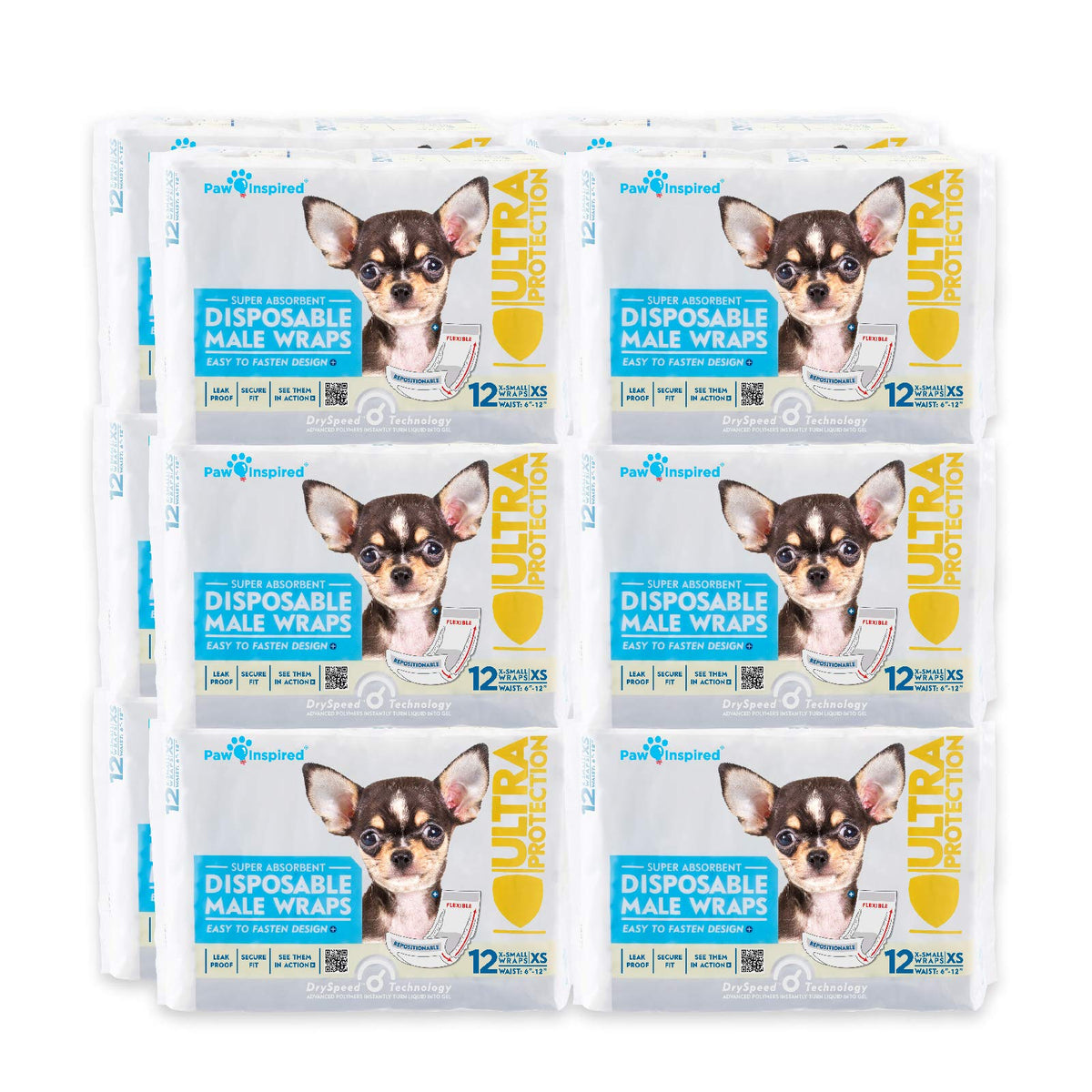 Paw Inspired wrap desechable para perro macho con empaque compacto y práctico
