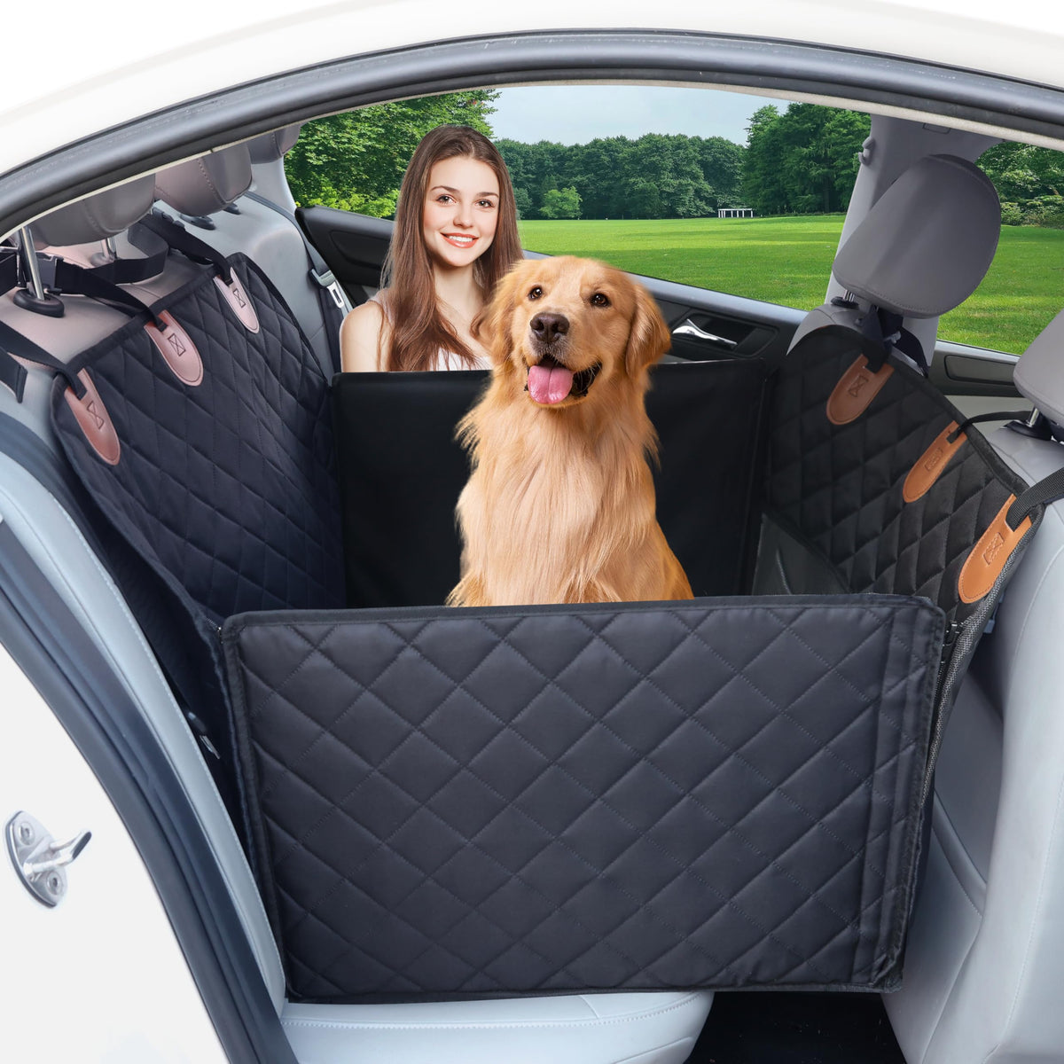 Paw Jamboree cubre asiento trasero para perros grandes con base dura
