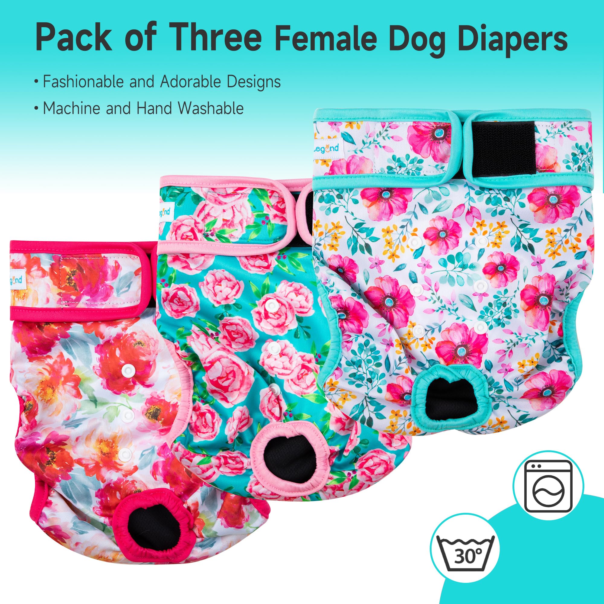 Paw Legend pañales para perro femenino grande, cierre trasero ajustable para ajuste personalizado