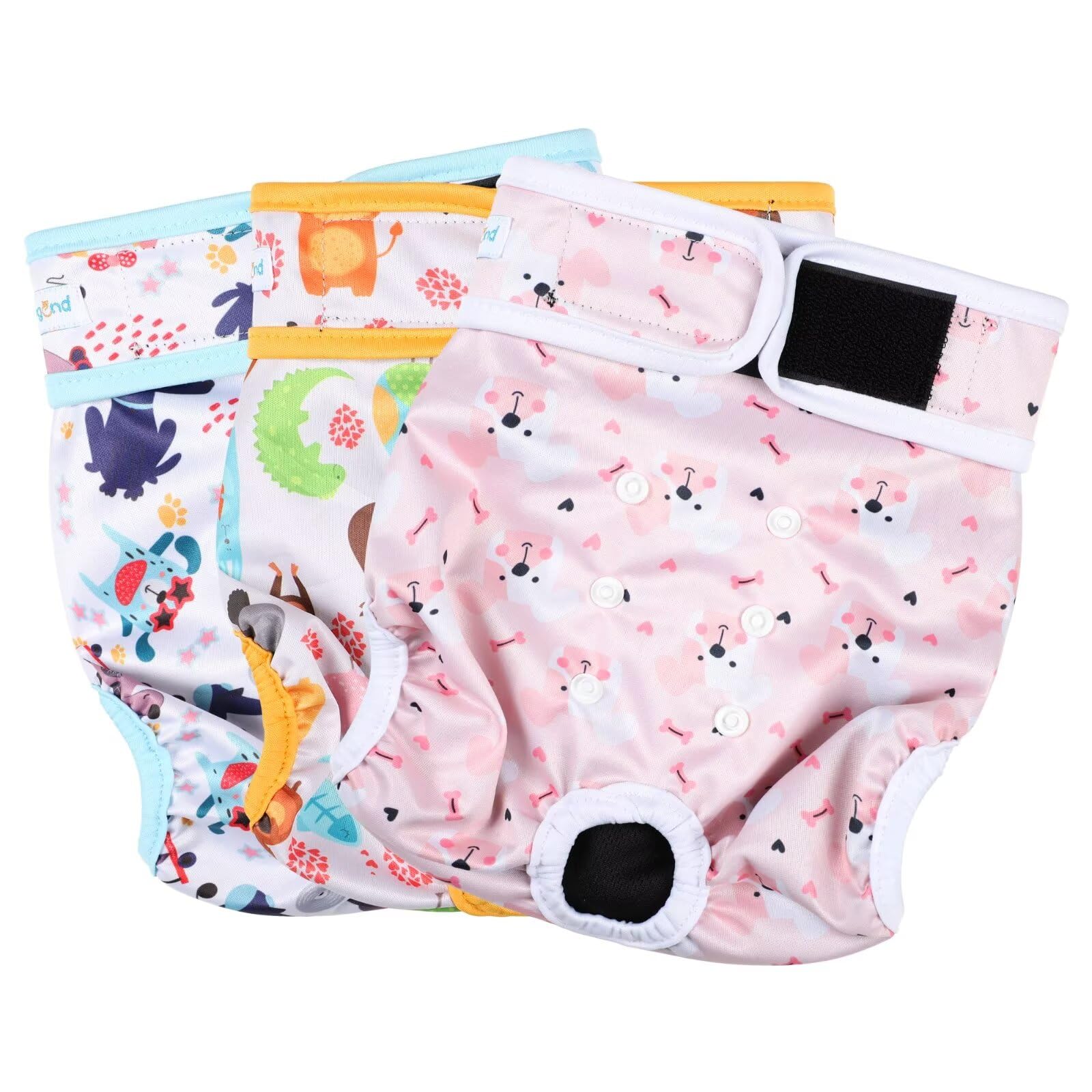 Paw Legend: pañales femeninos reutilizables para perros, paquete de tres, talla extragrande, ajustables.