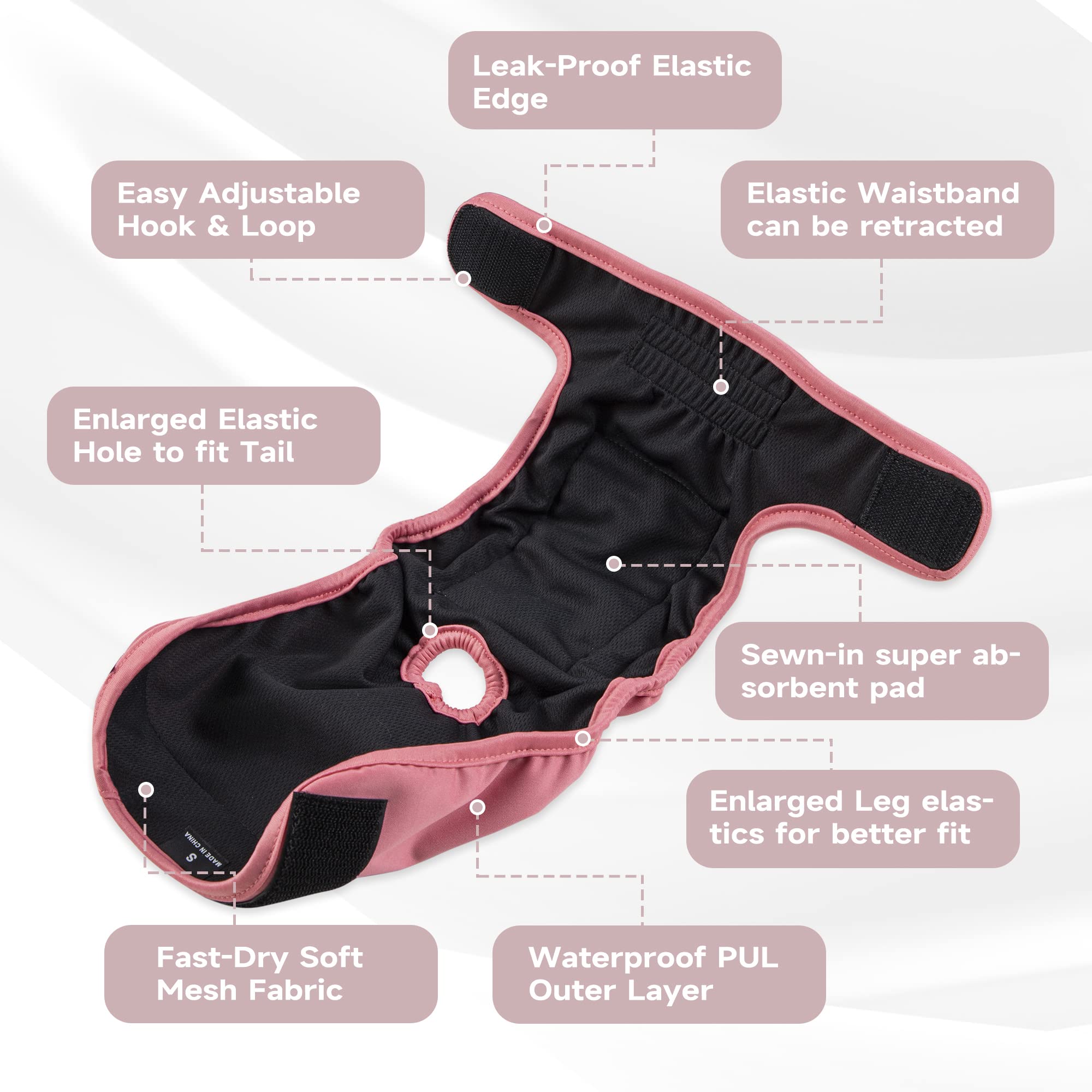 Paw Legend pañales para perro lavables: diseño con ajuste seguro y elásticos para comodidad
