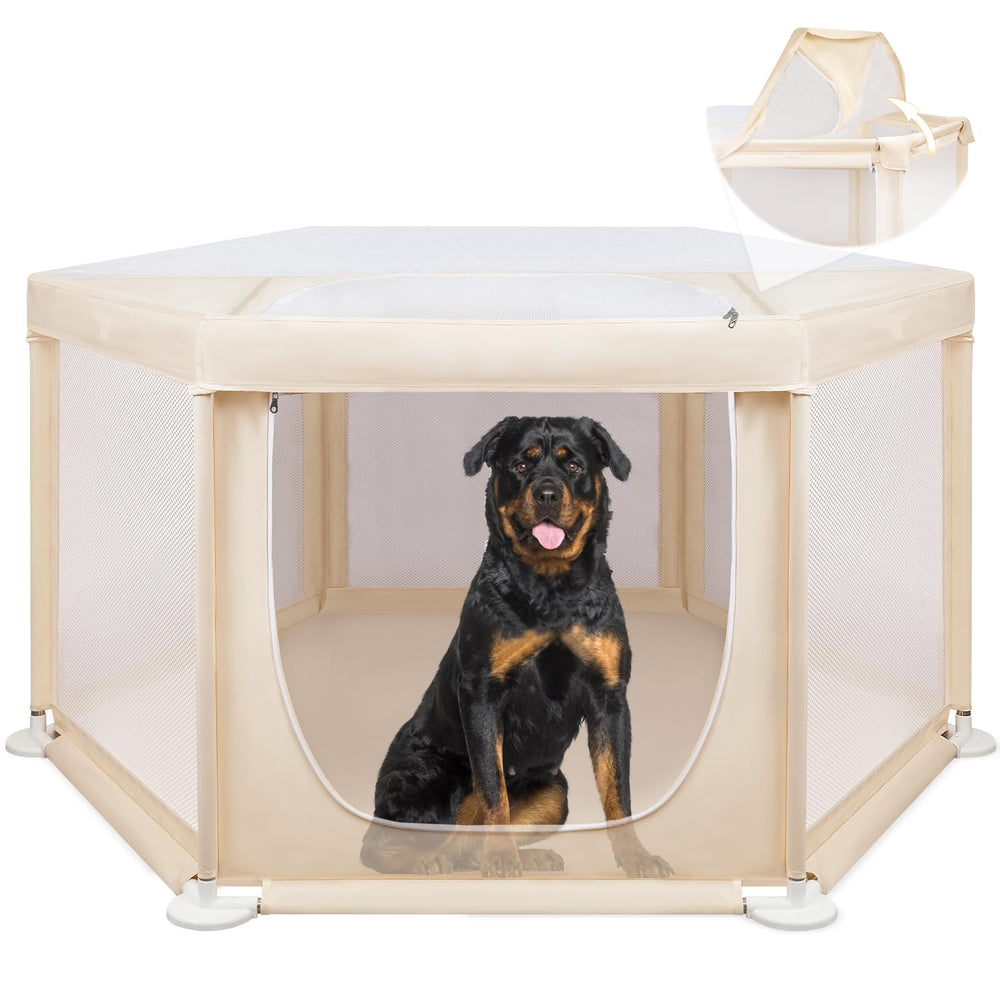 Paw Libero jaula-juego interior hexagonal, amplio espacio para perros.