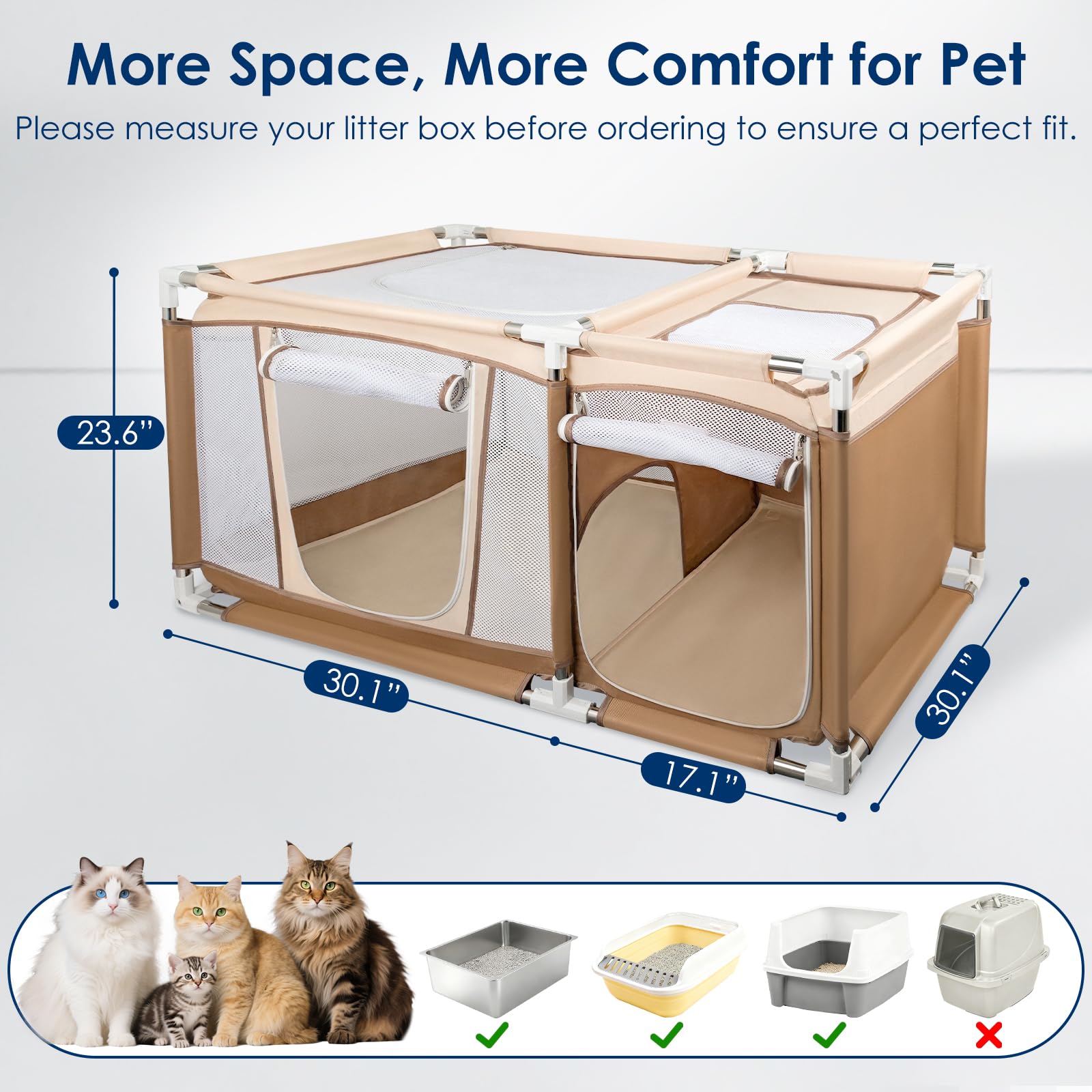 Paw Libero múltiples puertas de acceso, entrada y limpieza fácil sin mover la estructura.