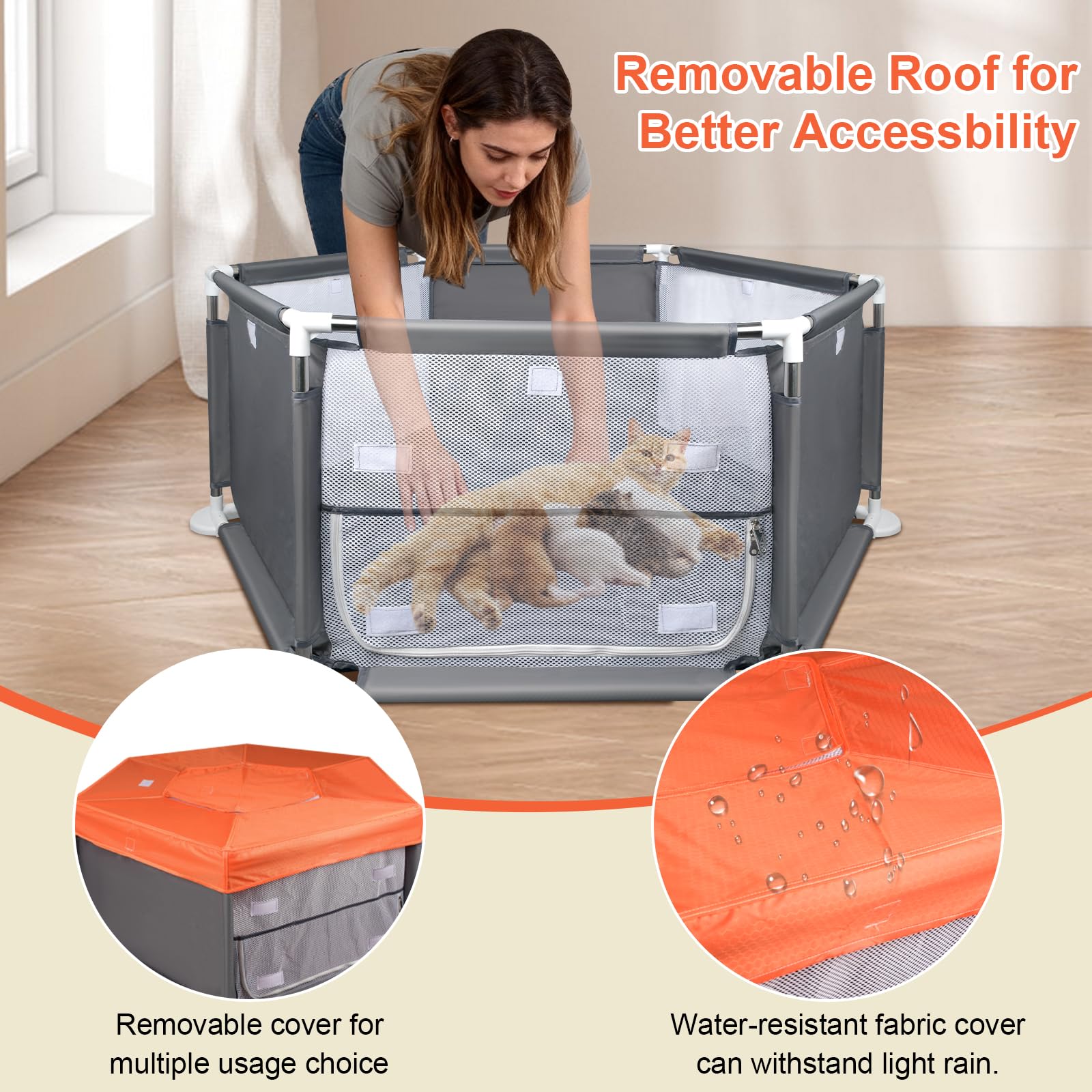 Techo removible de Paw Libero para acceso y ventilación fáciles.