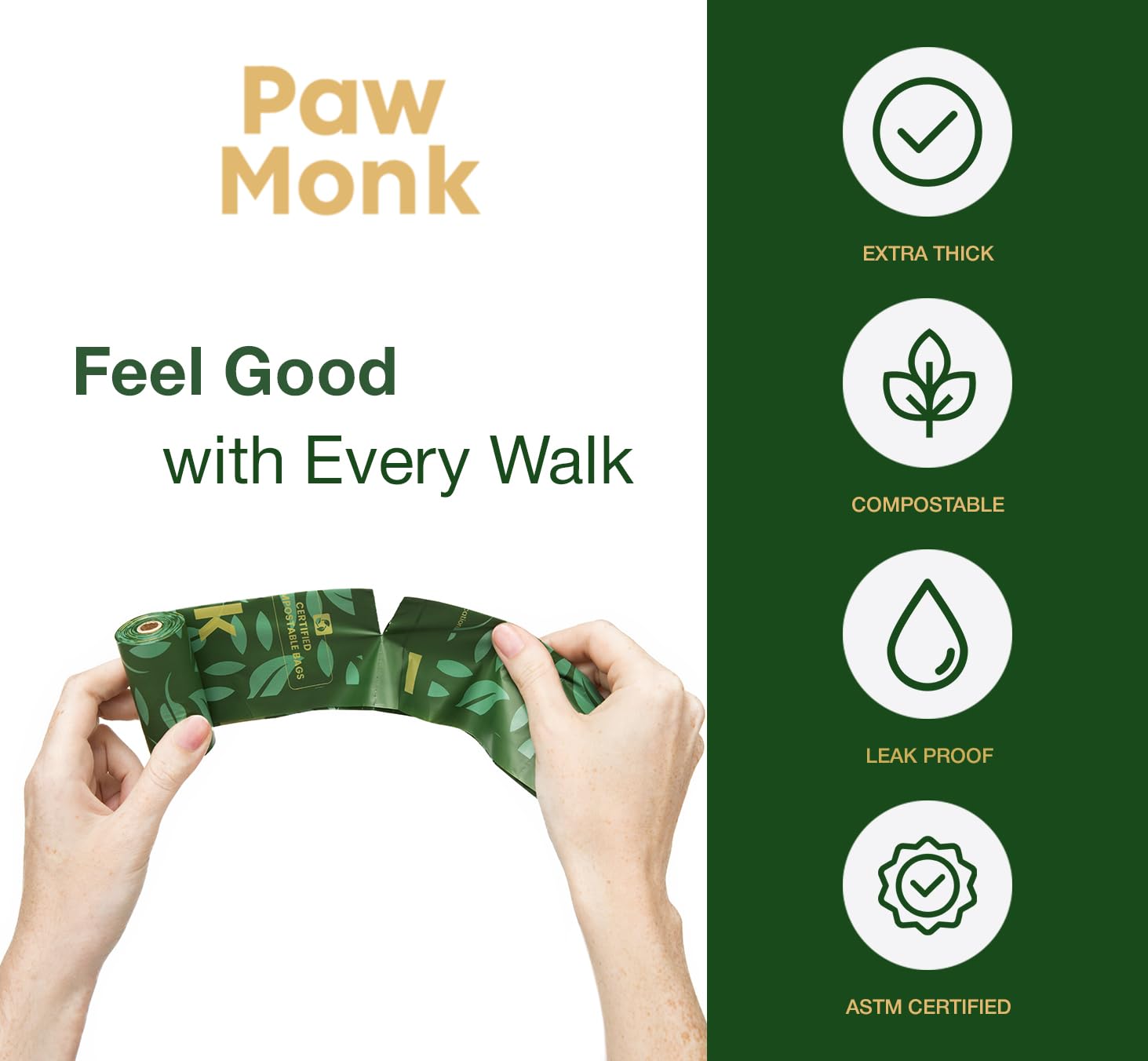 Paw Monk, bolsa a prueba de fugas, control de olores durante la caminata