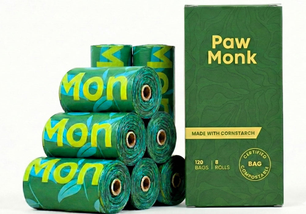 Paw Monk, rollos de bolsas para perro 20 micras, resistentes y fáciles de usar