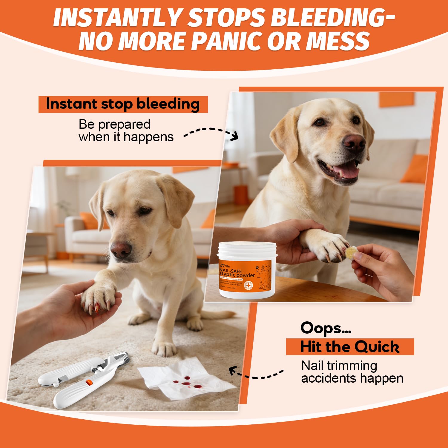 PAW PLANET polvo hemostático para uñas: control rápido del sangrado.