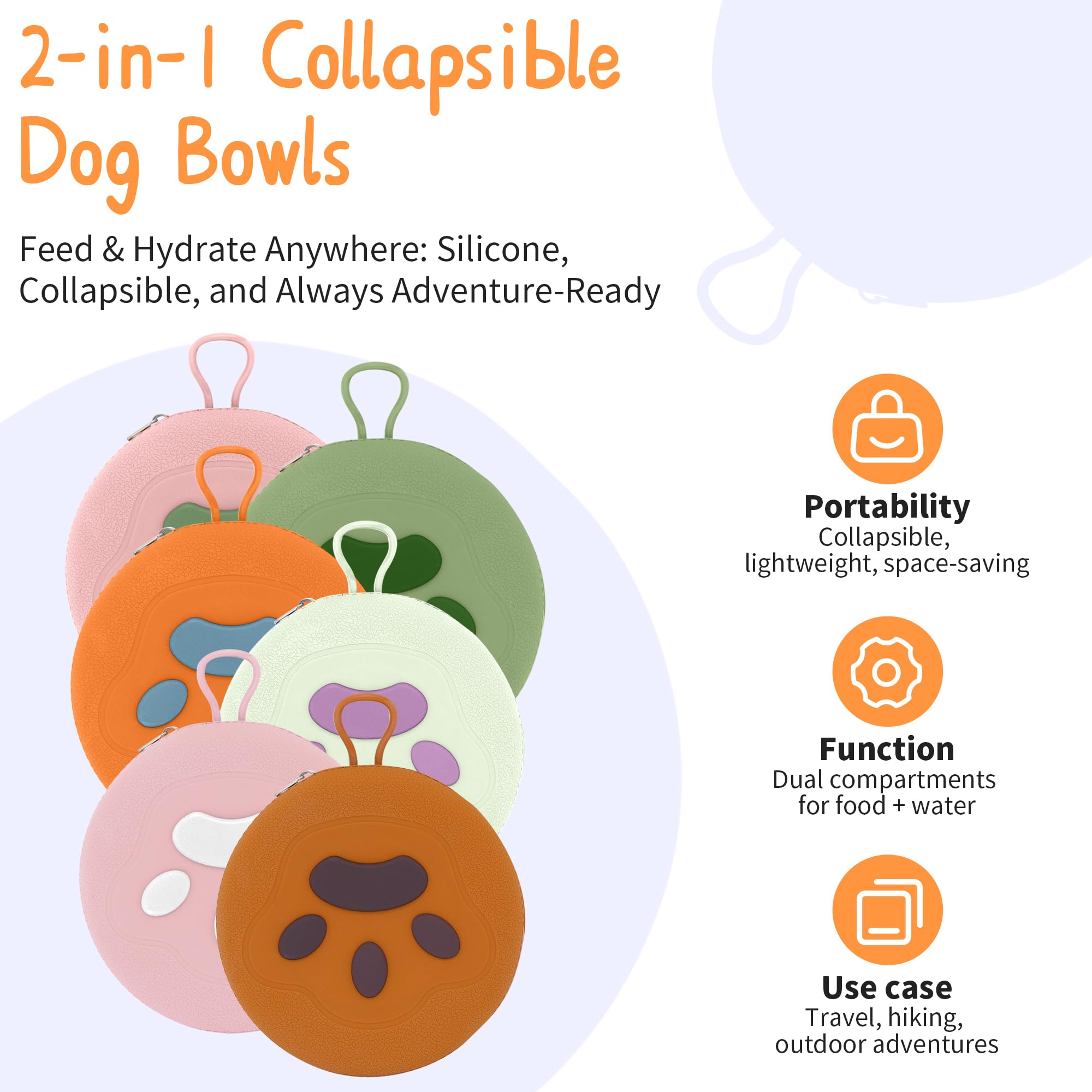 PawSailor doble cuenco para comida y agua, cómodo en caminatas.