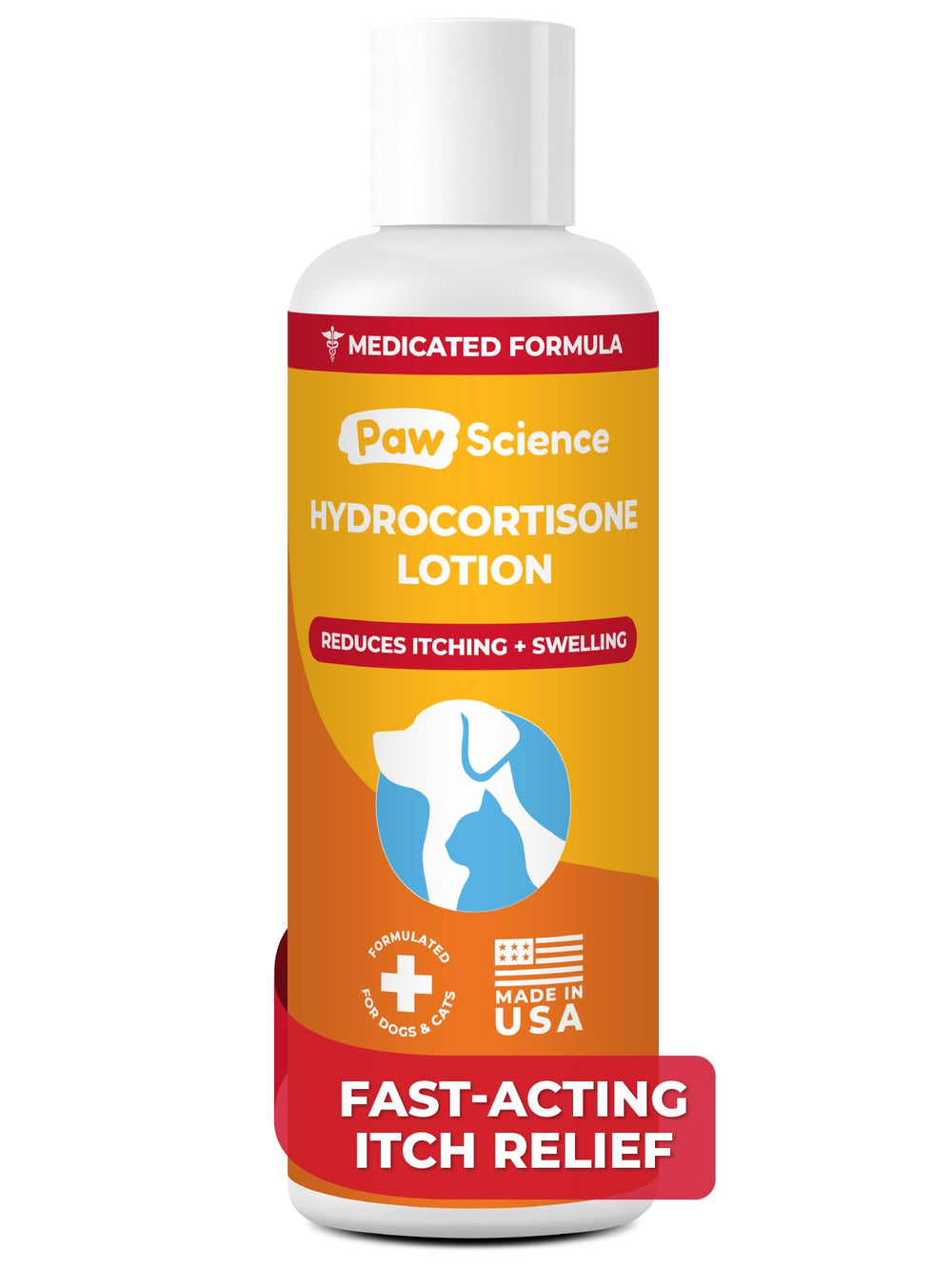 Paw Science loción hidrocortisona antipicazón para perros y gatos, alivio rápido.