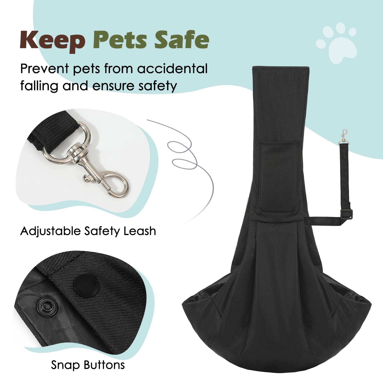 Pawaboo bandolera para perro pequeno, ergonomia hombro para caminatas mas comodas.