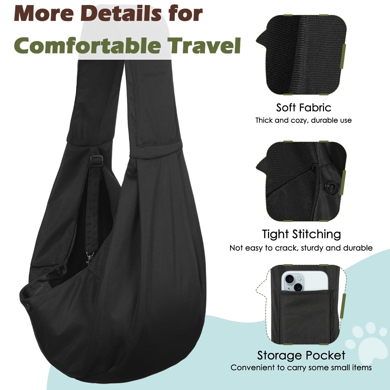Pawaboo bandolera para perro pequeno, uso diario ideal para paseos y compras.