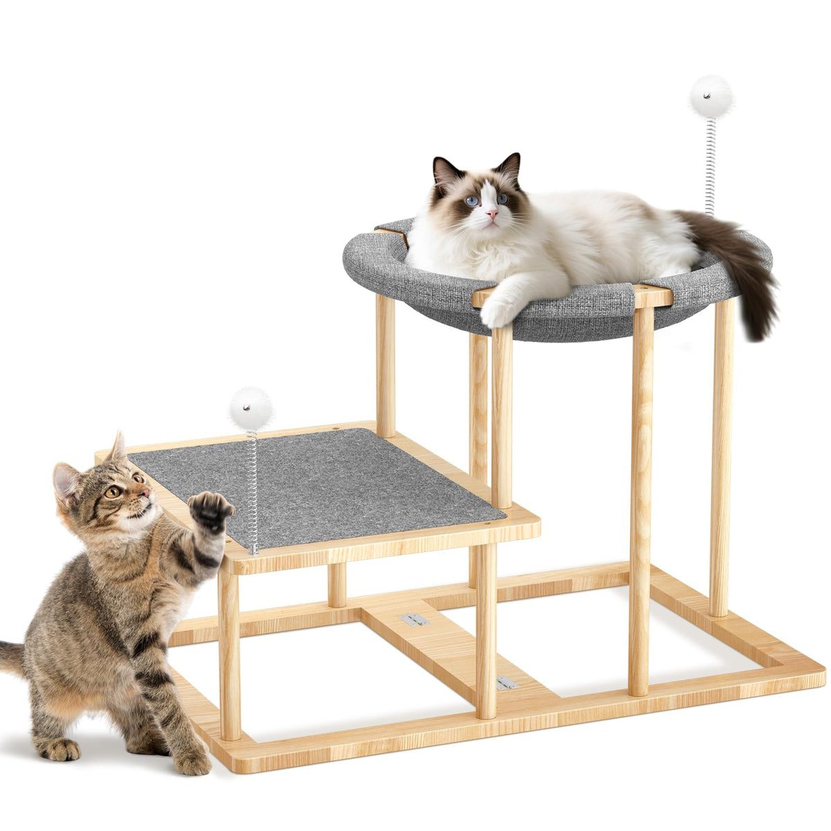 Pawaboo cama-gato-elevada-dos-niveles para dormir seguro y cómodo.