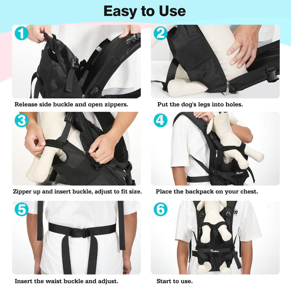 Pawaboo correas delanteras ajustables proporcionan ajuste cómodo y seguro.