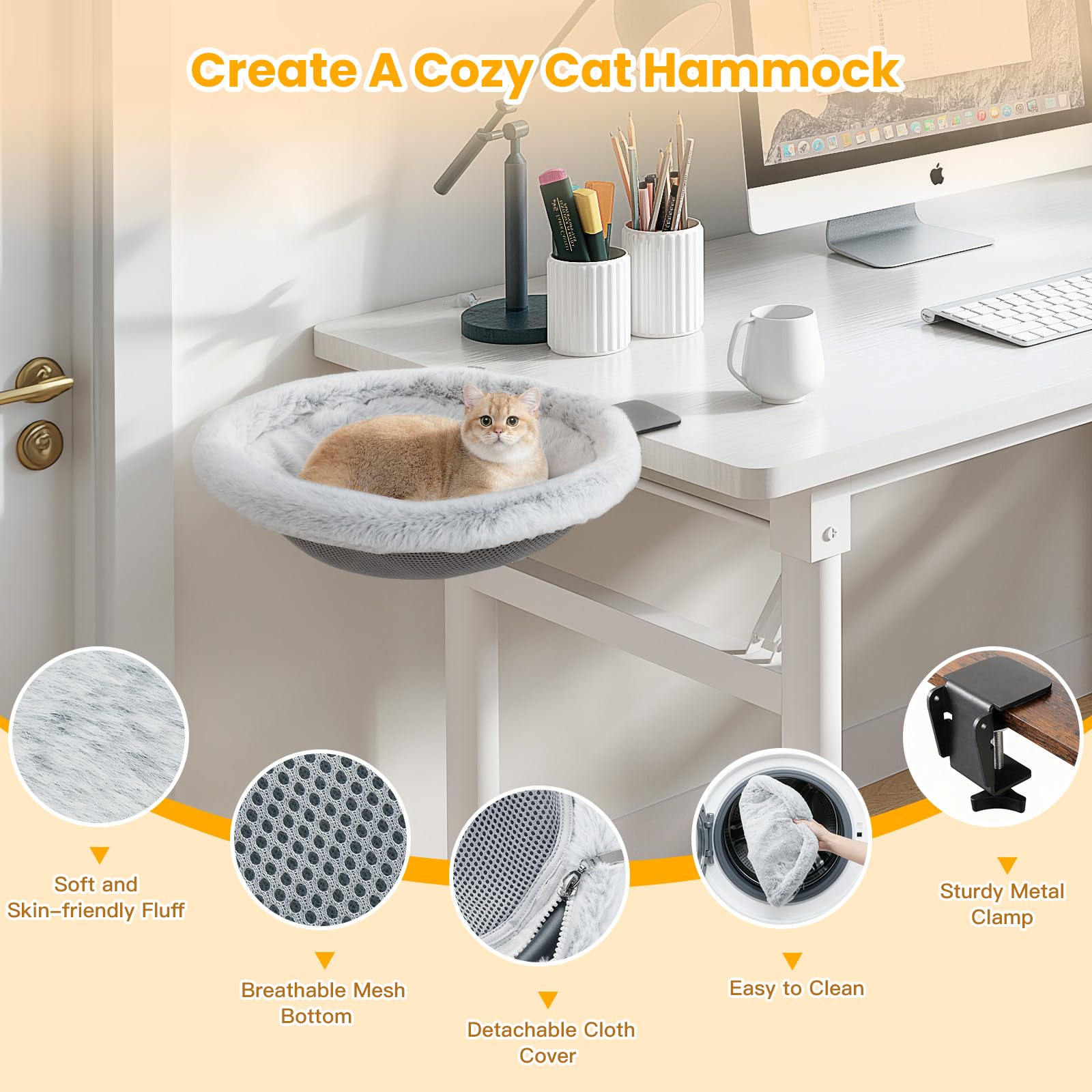 Pawaboo funda de cama-gato lavable y reversible para limpieza fácil