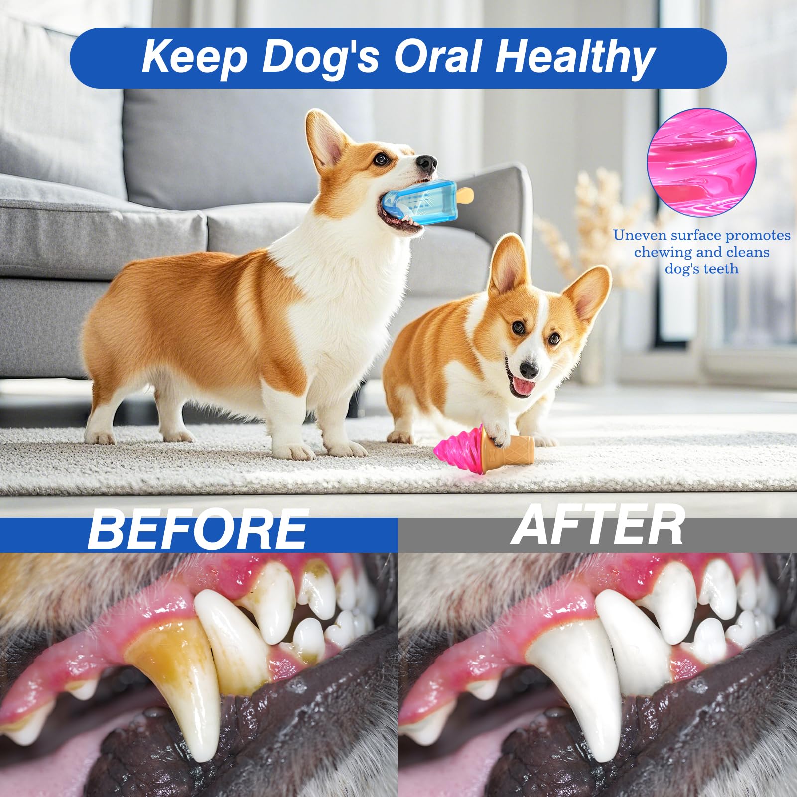 Pawaboo Forma Helado: juguete divertido con agarre para perros.