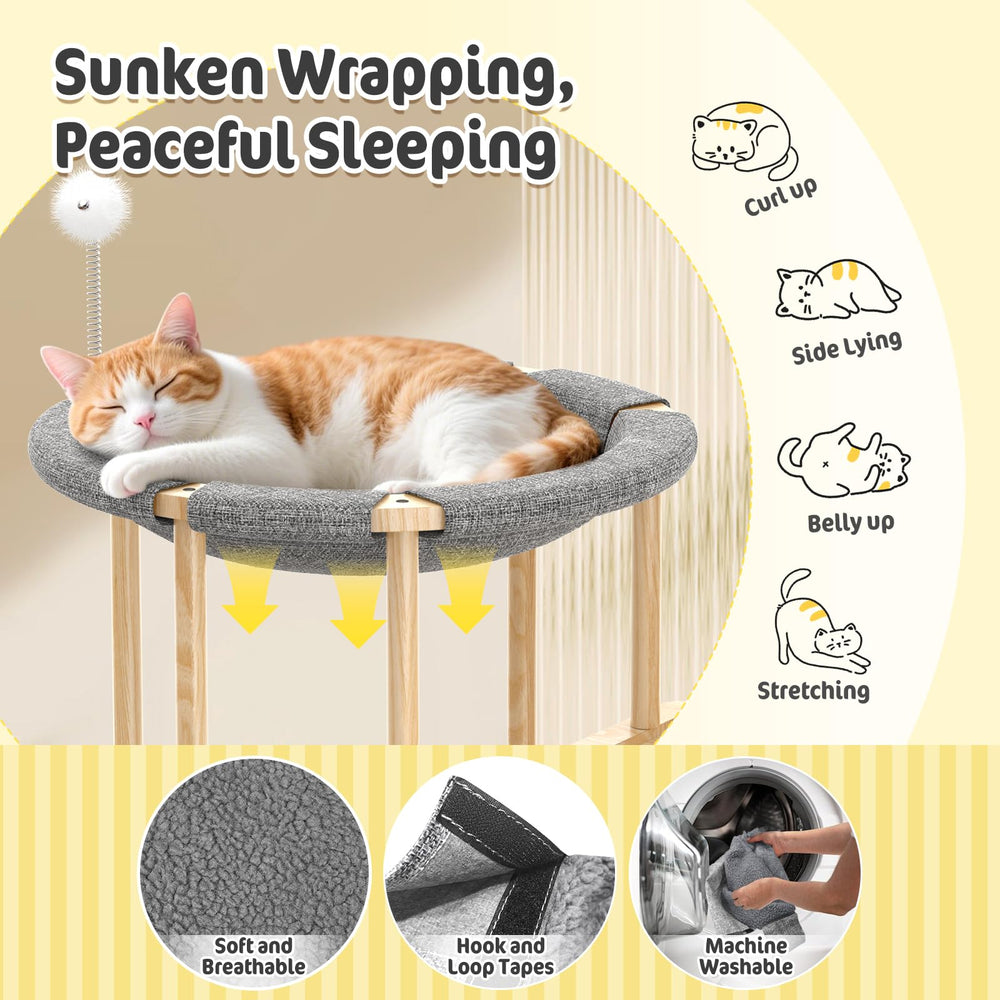 Pawaboo hamaca-circular-gato, diseño transpirable para descanso fresco.