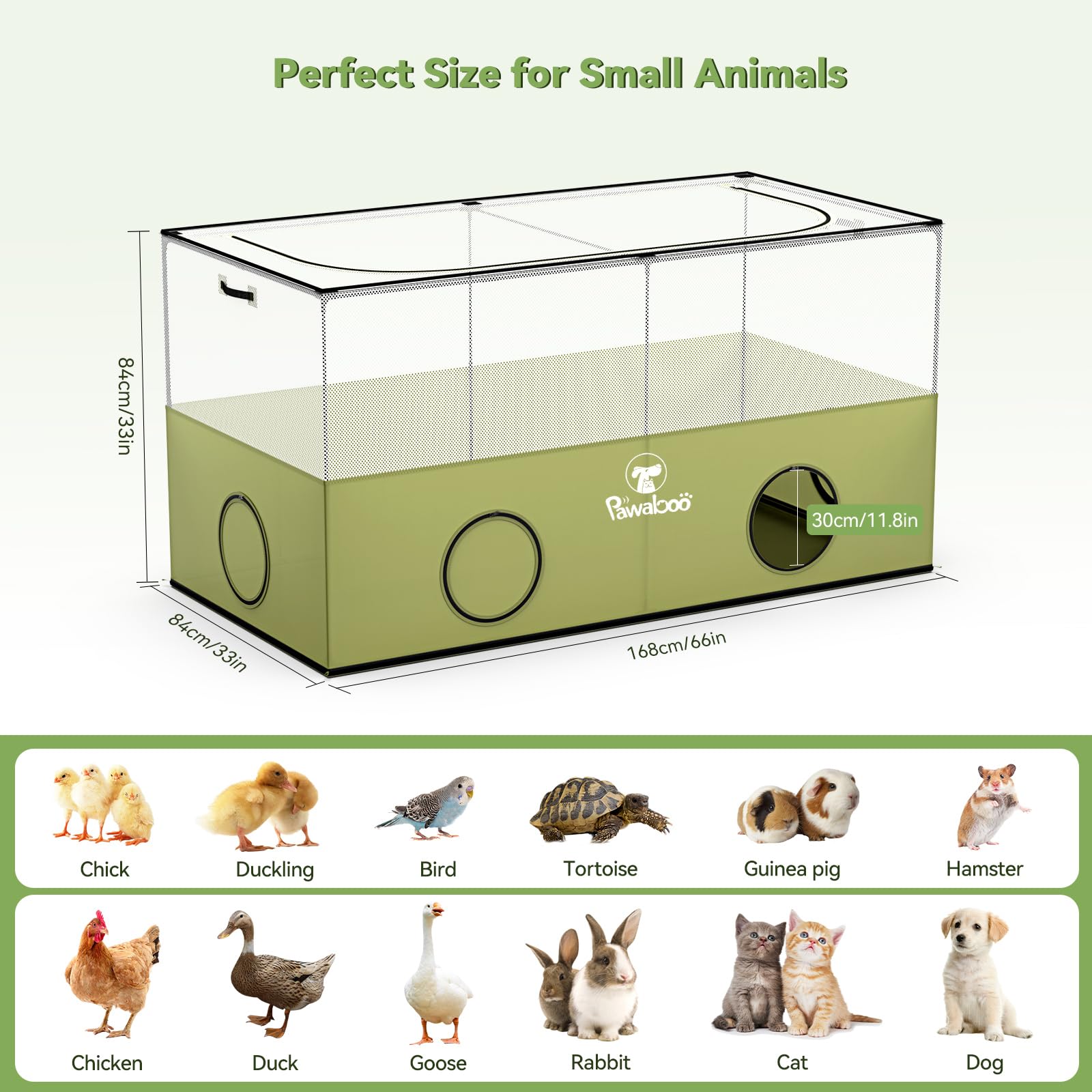 Pawaboo jaula con sistema de ensamble rápido para uso en casa o exteriores.