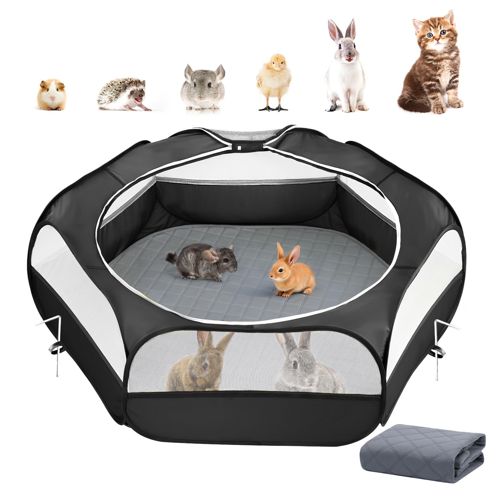 Pawaboo jaula-mascotas compacta para juego seguro en interiores y exteriores.