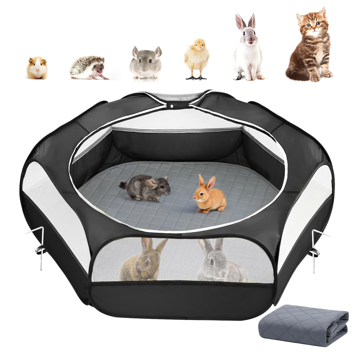 Pawaboo jaula-mascotas compacta para juego seguro en interiores y exteriores.