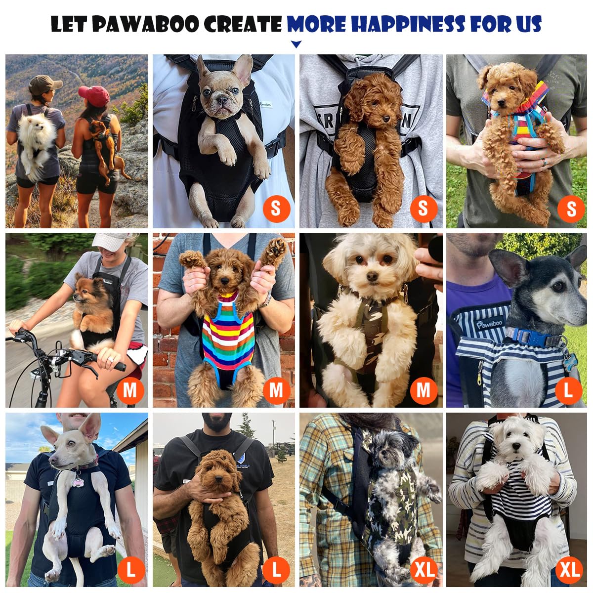 Pawaboo portador de mascotas patas fuera para perro, sujeción ergonómica.