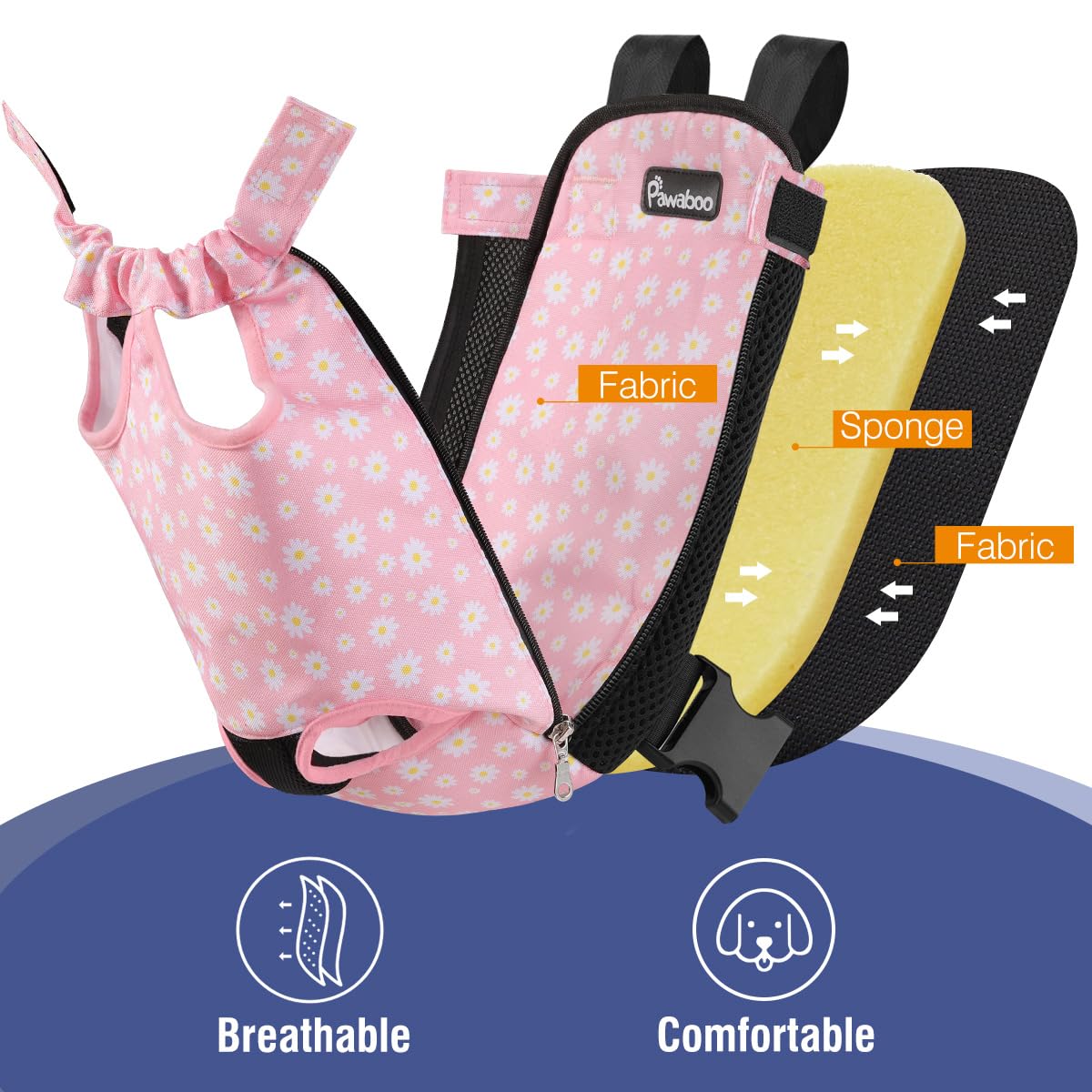 Pawaboo mochila portadora, cojín acolchado para mayor confort durante viajes.