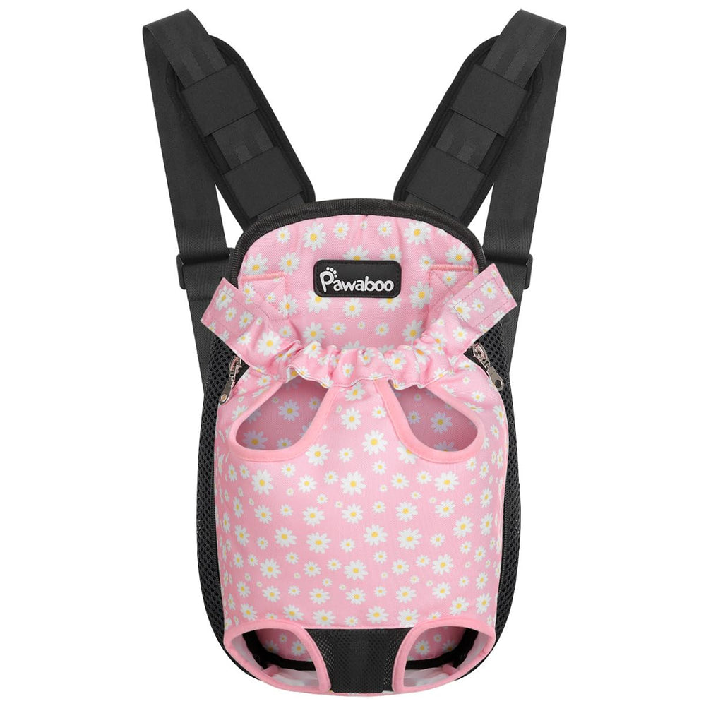 Pawaboo mochila portadora para mascota, vista frontal, ideal para paseos y seguridad.