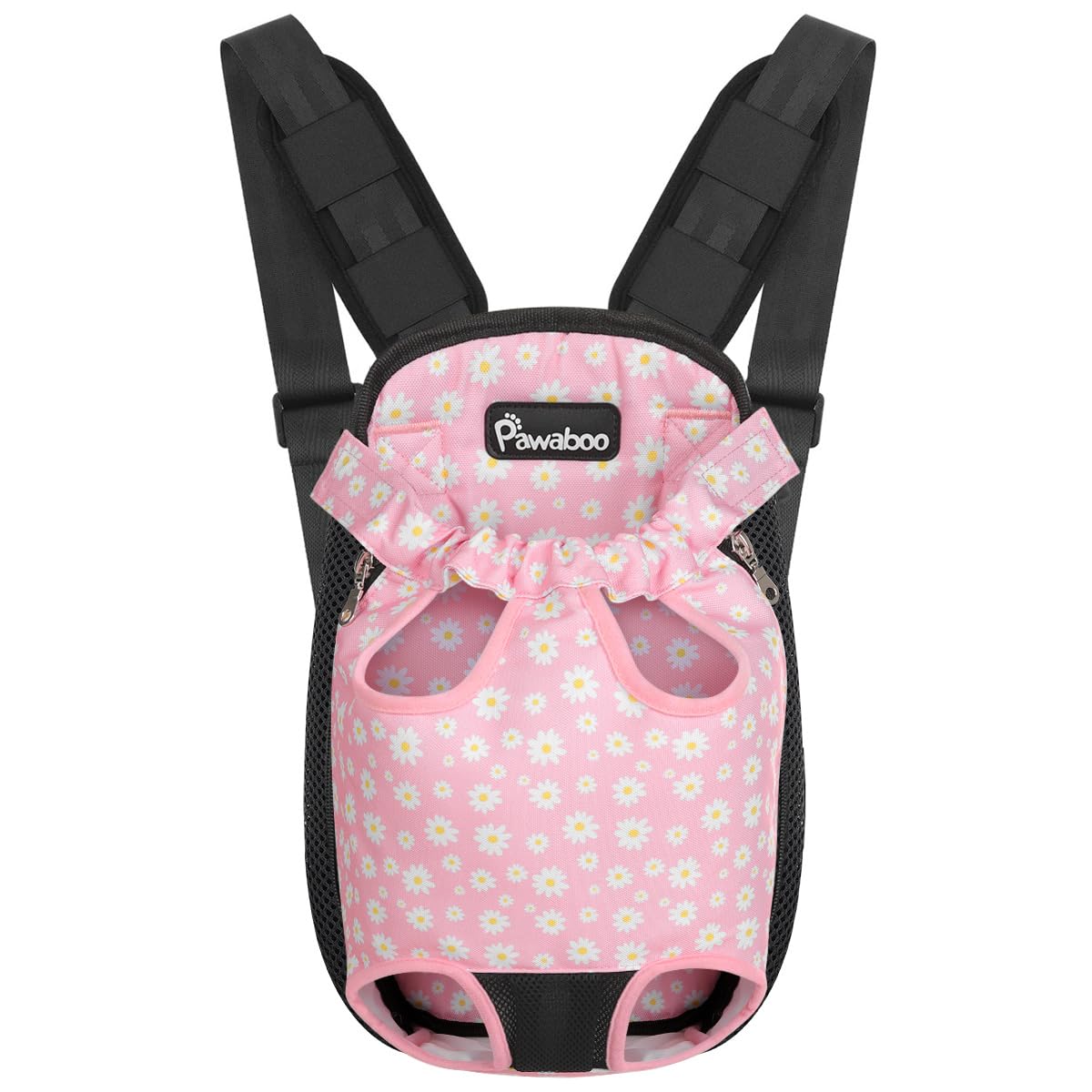 Pawaboo mochila portadora para mascota, vista frontal, ideal para paseos y seguridad.