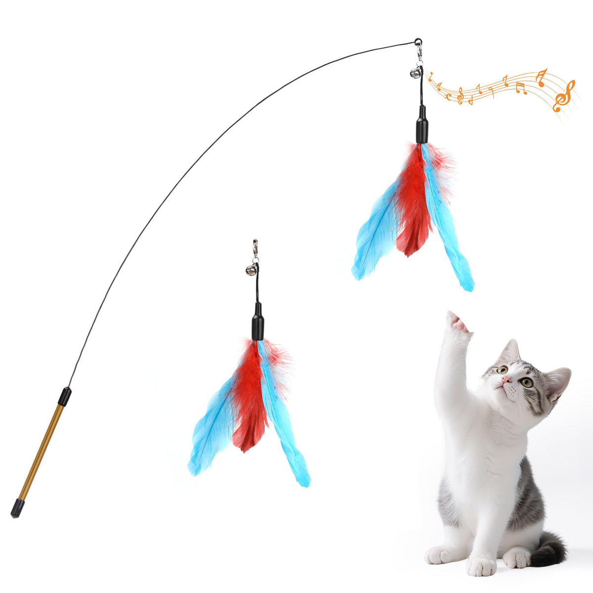 Pawaboo pluma teaser para gatos, invita a cazar con la varita.