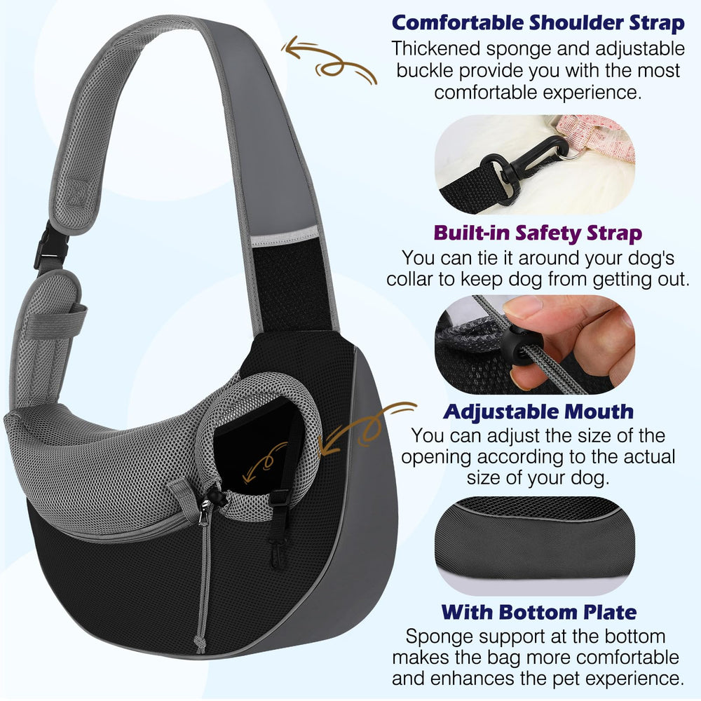 Pawaboo transportín bandolera con bolsillos laterales para agua y teléfono.