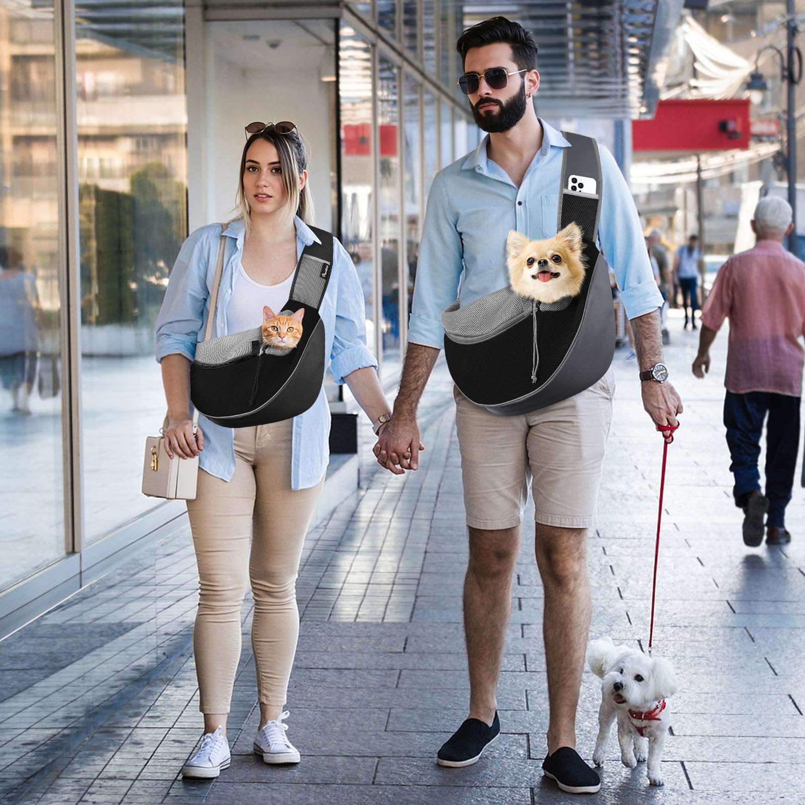 Pawaboo transportín bandolera disponible en varias tallas para mascotas pequeñas.