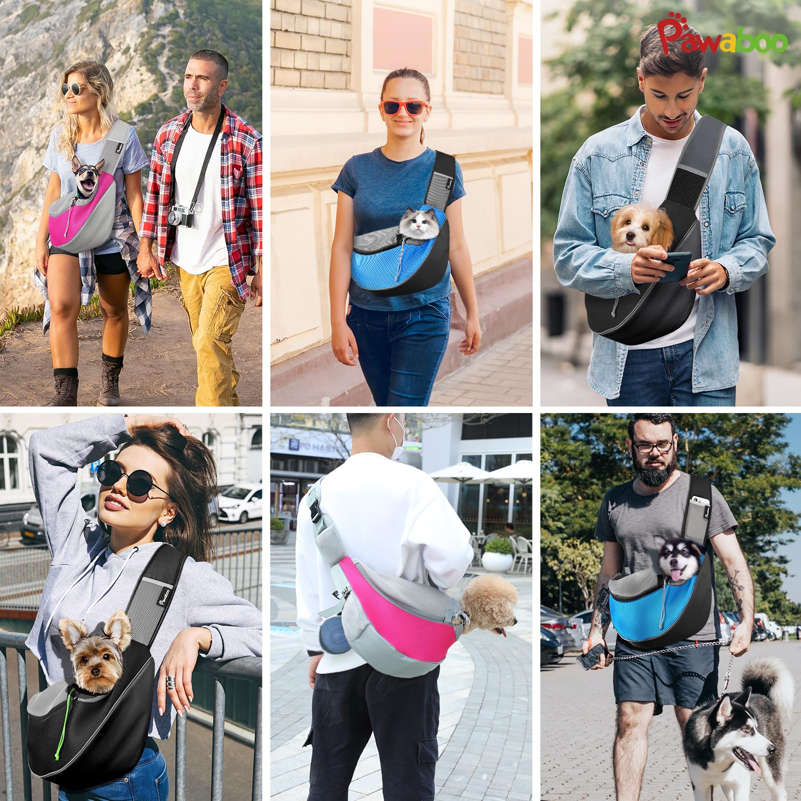 Pawaboo transportín bandolera ideal para uso diario al caminar o hacer compras.