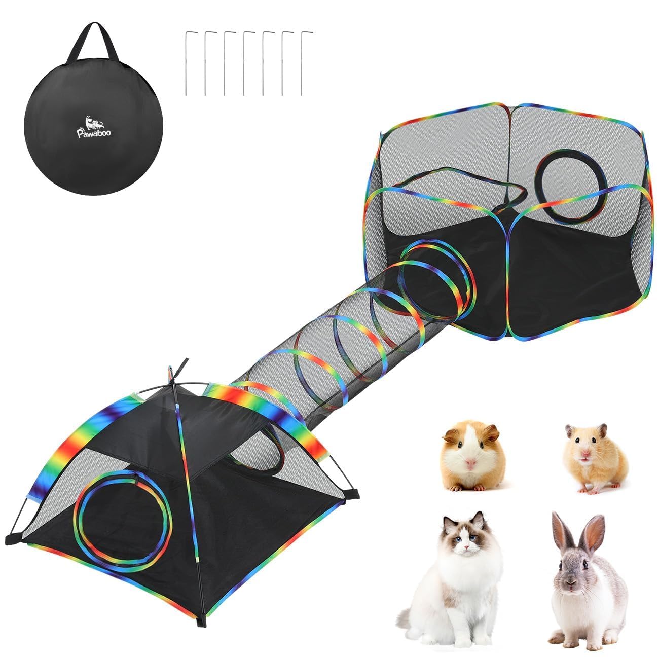Pawaboo Rainbow espacio-jugar-patio, ideal para días soleados.