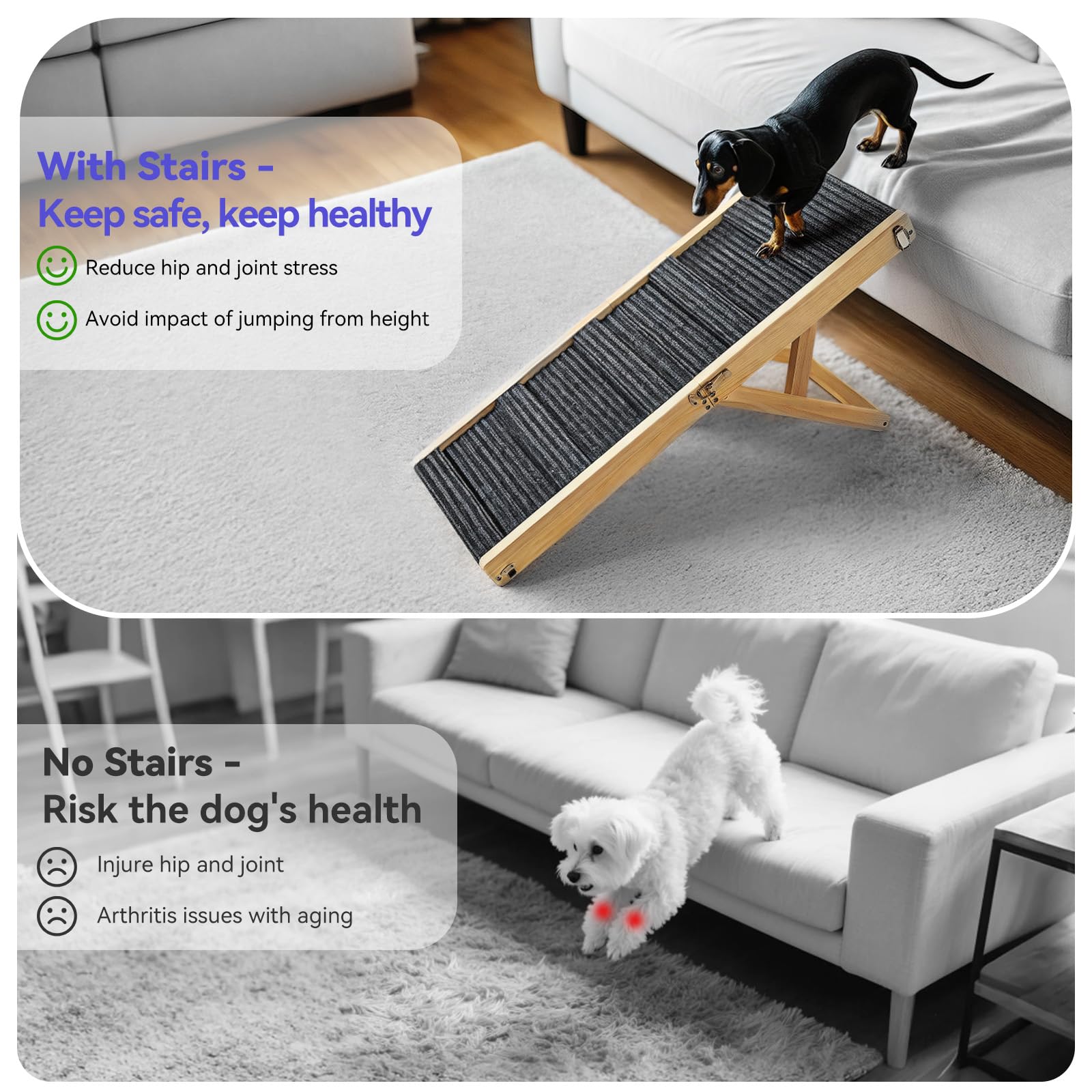 Pawaboo rampa para perros con 4 alturas permite adaptarse a distintos muebles.