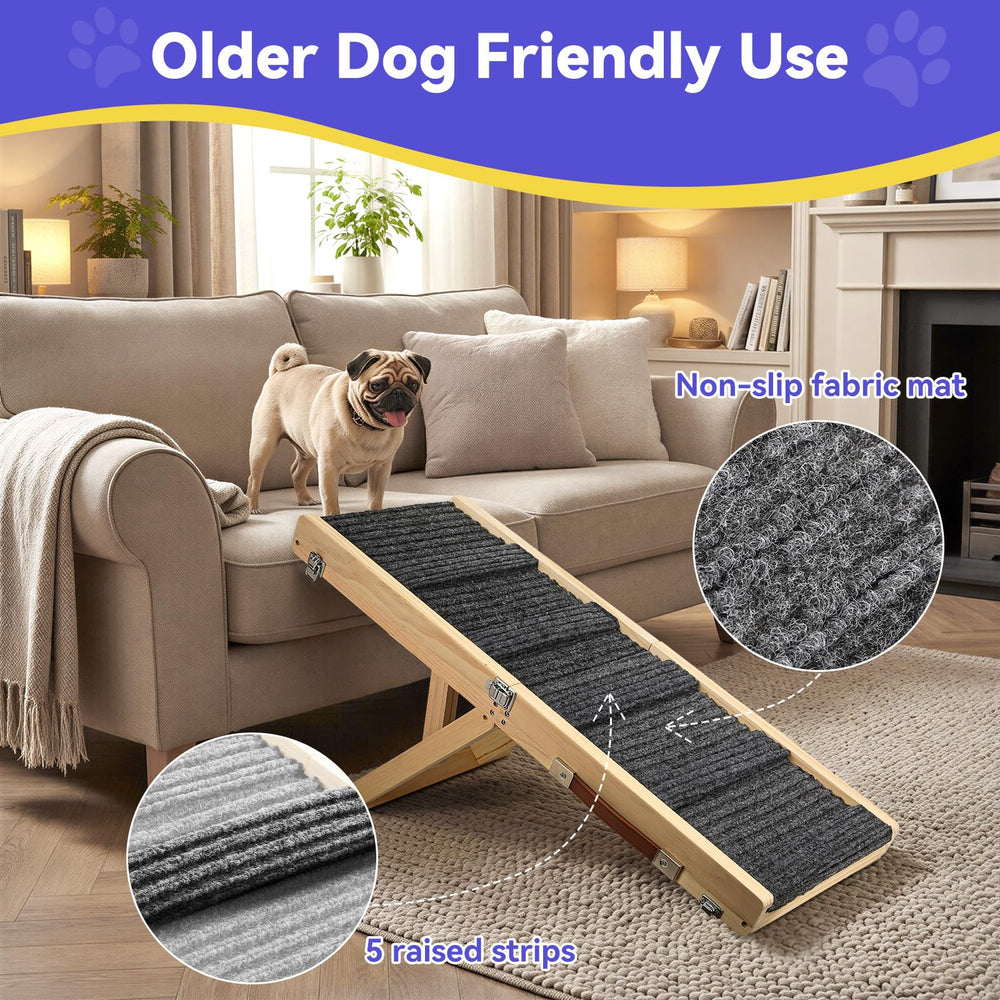 Pawaboo rampa para perros con base antideslizante para mayor estabilidad.