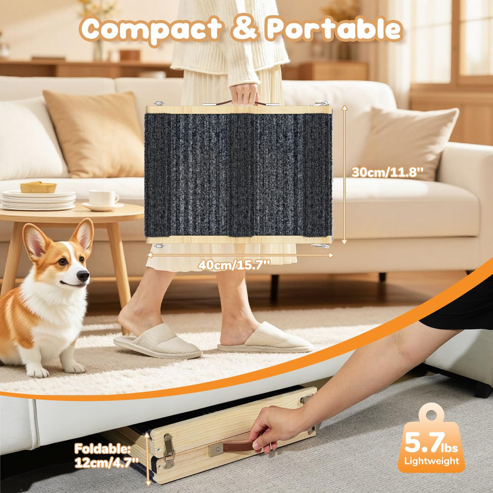Pawaboo rampa para perros de madera, diseño compacto y estable.