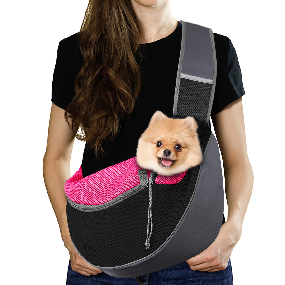 Pawaboo portador de perro bandolera con ajuste de correa, cómodo para paseos.
