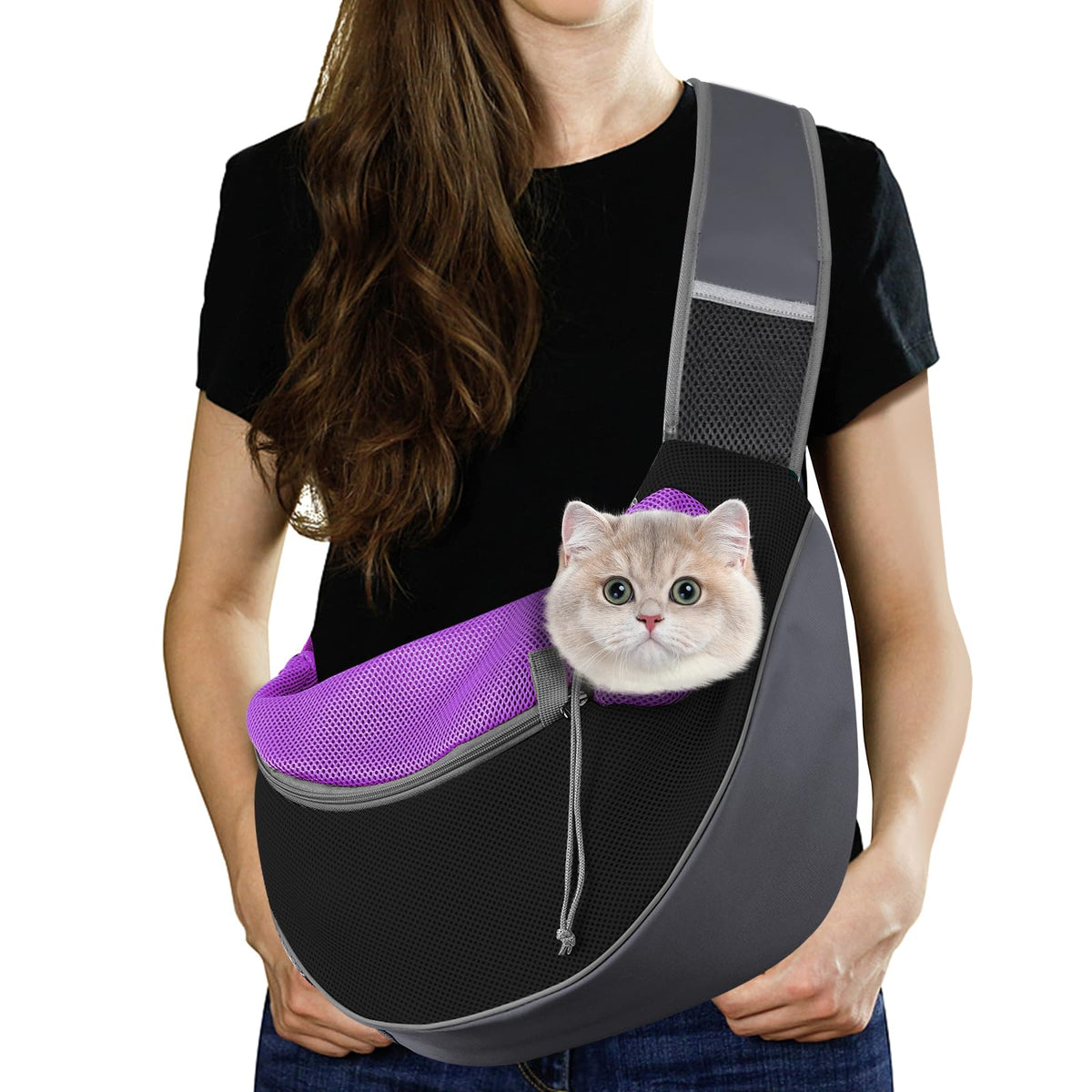 Pawaboo Sling con correa ajustable para paseos cómodos.