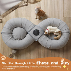 Pawaboo túnel gato bolas de peluche: estímulo interactivo para atrapar y jugar.