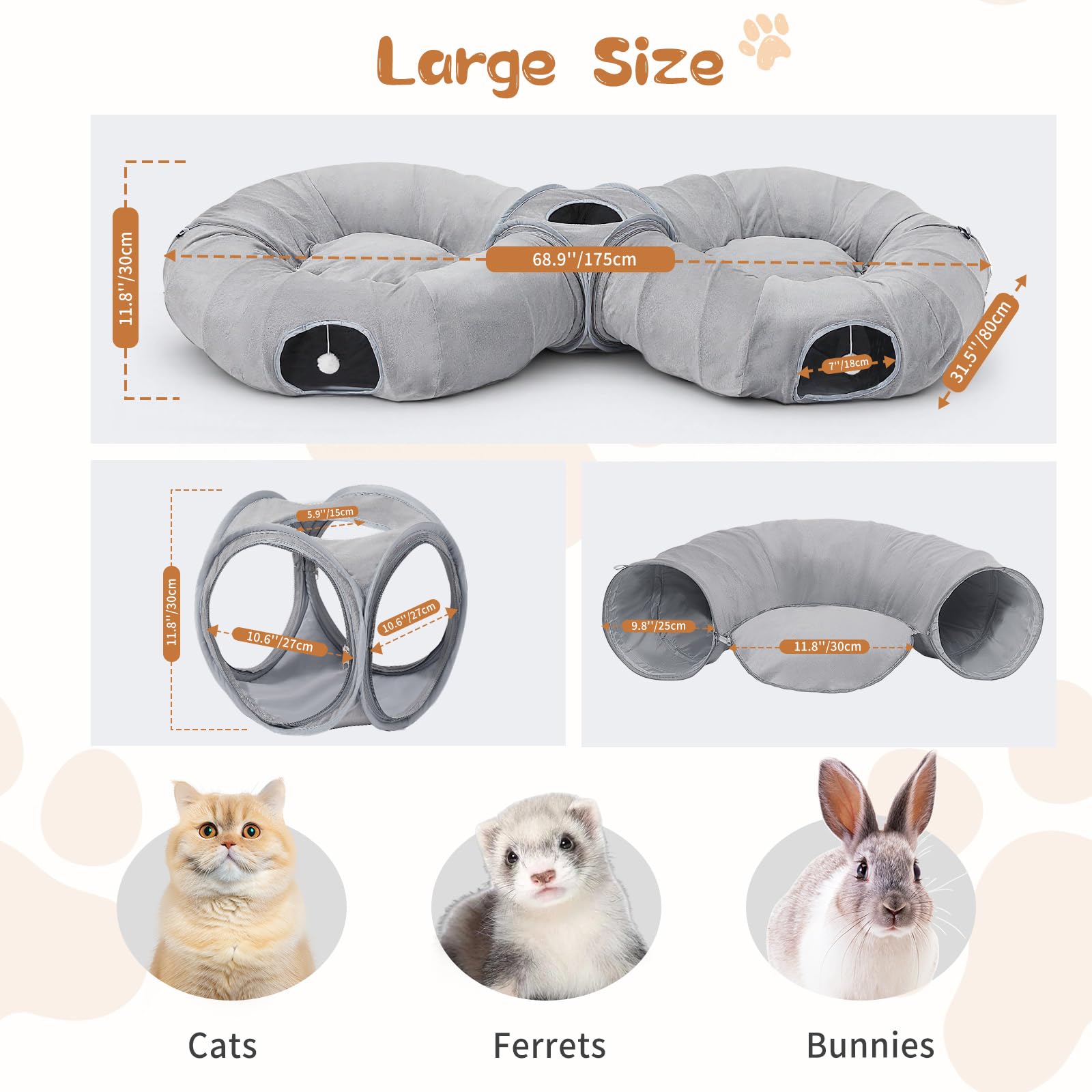 Pawaboo túnel gato diseño plegable: ahorro de espacio en casa.